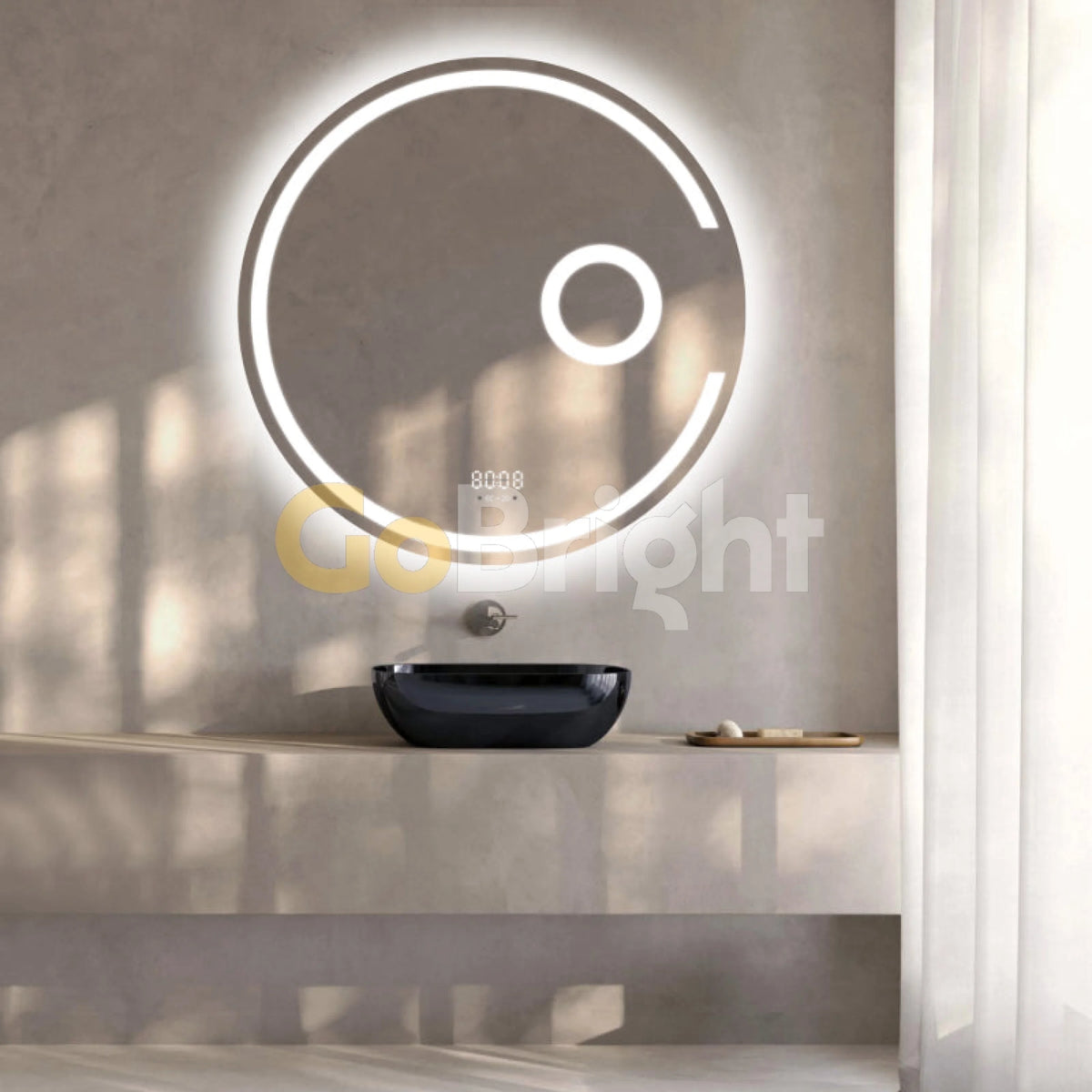 Oglinda LED Smart 70cm Senzor Miscare Lupa Dezaburire 3 Culori Luminoase Afisaj Ceas & Temperatura – Sticla Premium 5 mm