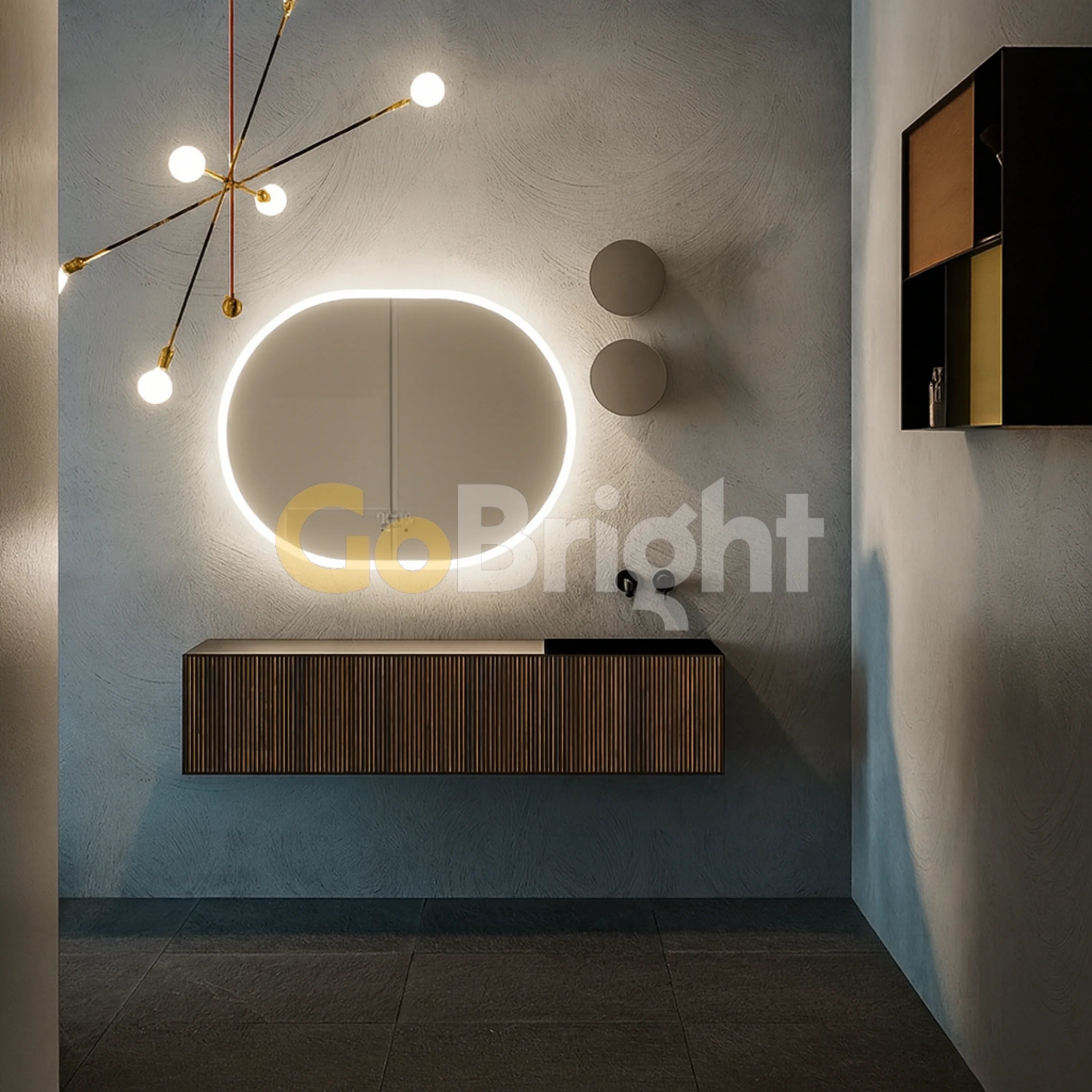 Oglinda LED Smart 80x60cm Senzor Miscare Dezaburire 3 Culori Luminoase Afisaj Ceas & Temperatura – Sticla Premium 5 mm