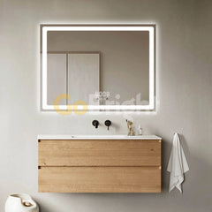 Oglinda LED Smart 80x60cm Senzor Miscare Dezaburire 3 Culori Luminoase Afisaj Ceas & Temperatura – Sticla Premium 5 mm