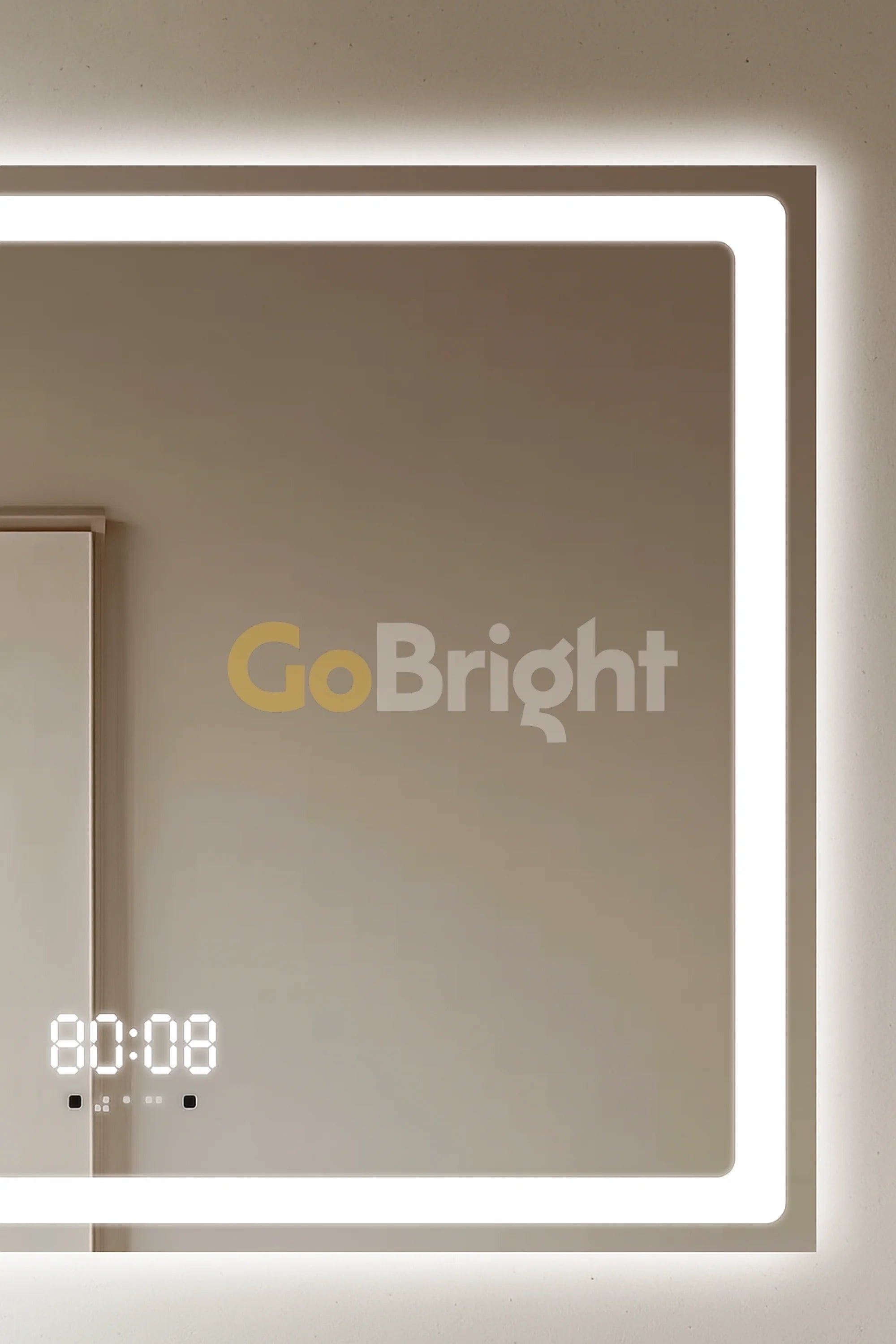 Oglinda LED Smart 80x60cm Senzor Miscare Dezaburire 3 Culori Luminoase Afisaj Ceas & Temperatura – Sticla Premium 5 mm