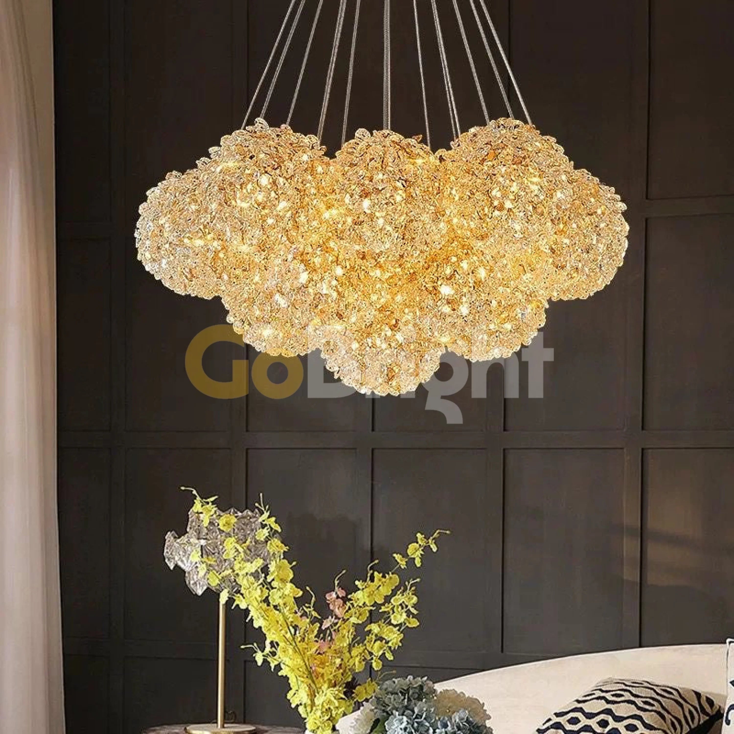 Pendul 7 Bile Cristale Glow 7xG9 Auriu