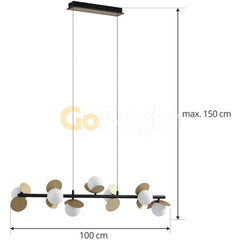 Pendul Globuri Albe Jolie Reglabil 7xG9 Lungime 100cm Negru + Auriu