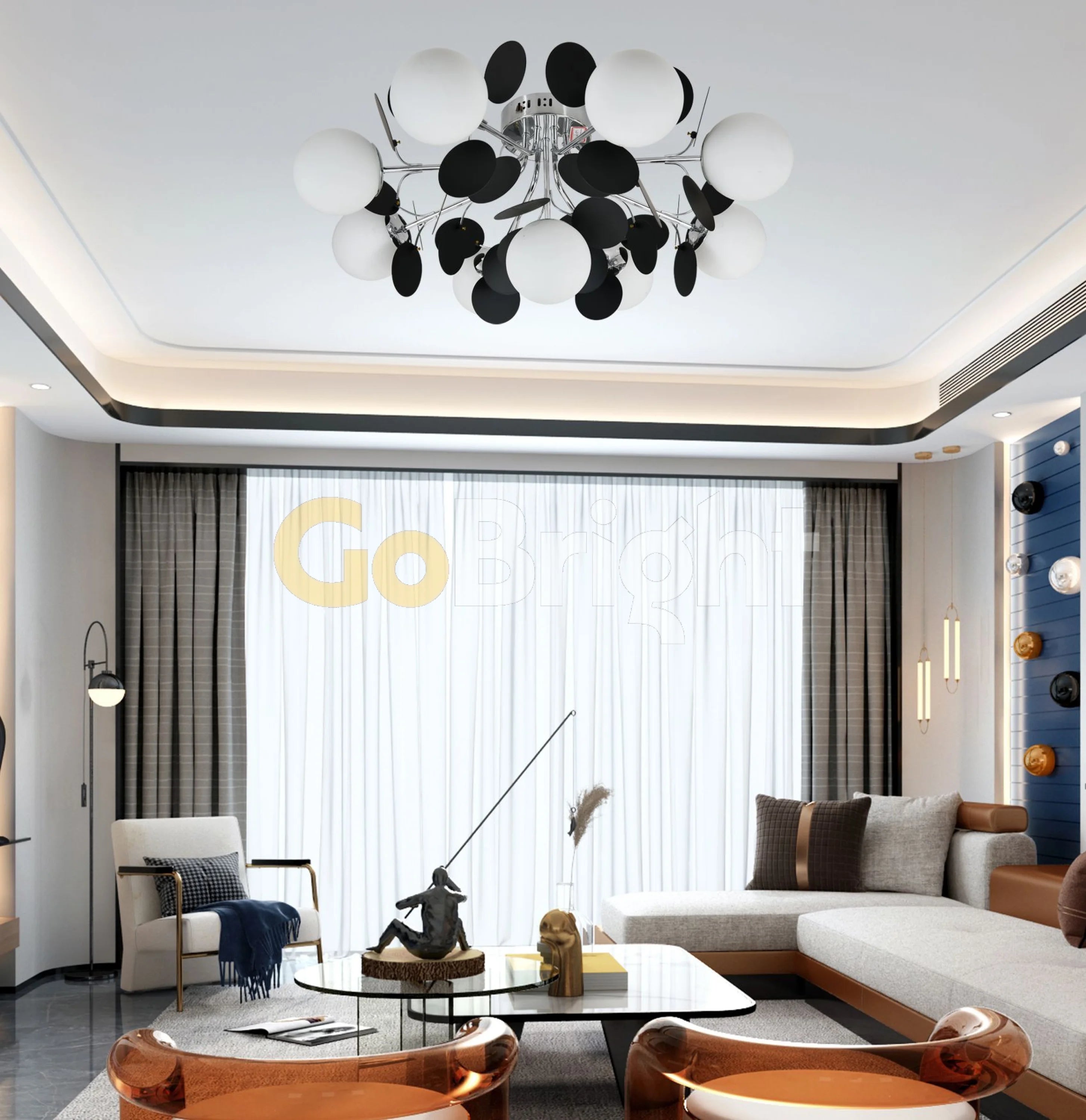 Pendul Jolie 9xE27 Argintiu