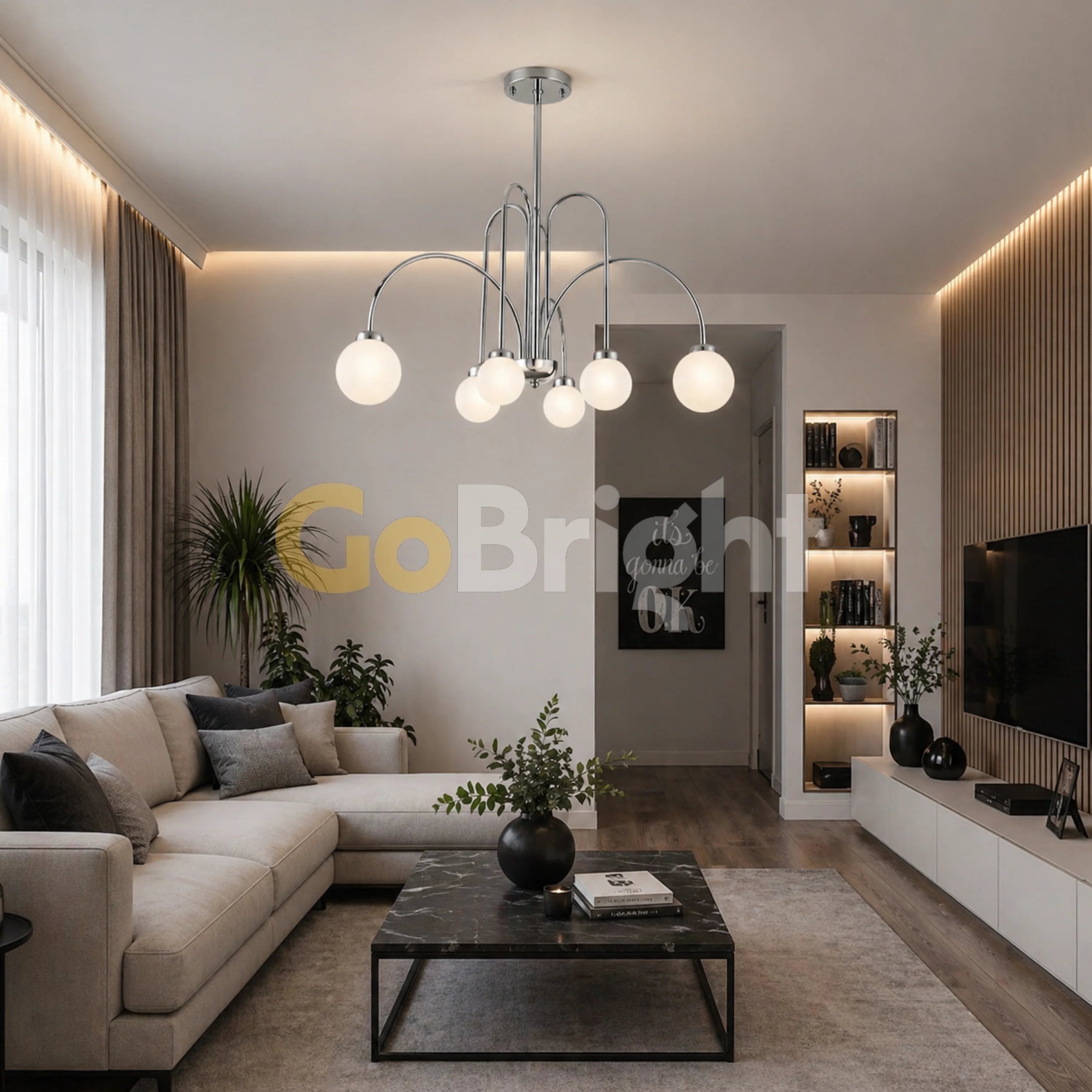 Pendul Jolie Globuri Albe 6xG9 Argintiu