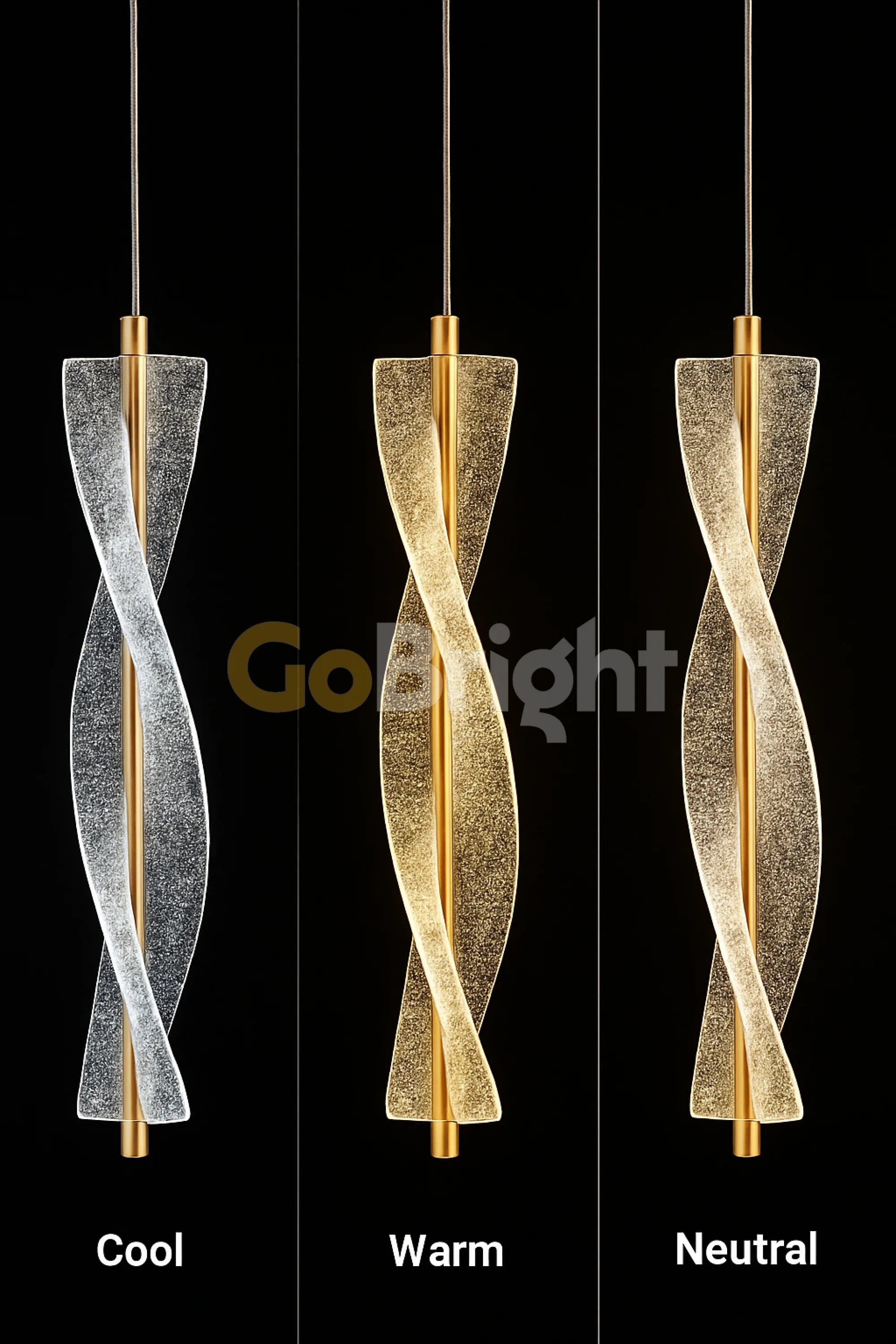 Pendul LED 10 Surse 126W cu Telecomanda Cascade 3 Tipuri de Lumini Auriu