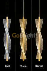 Pendul LED 10 Surse 126W cu Telecomanda Cascade 3 Tipuri de Lumini Auriu