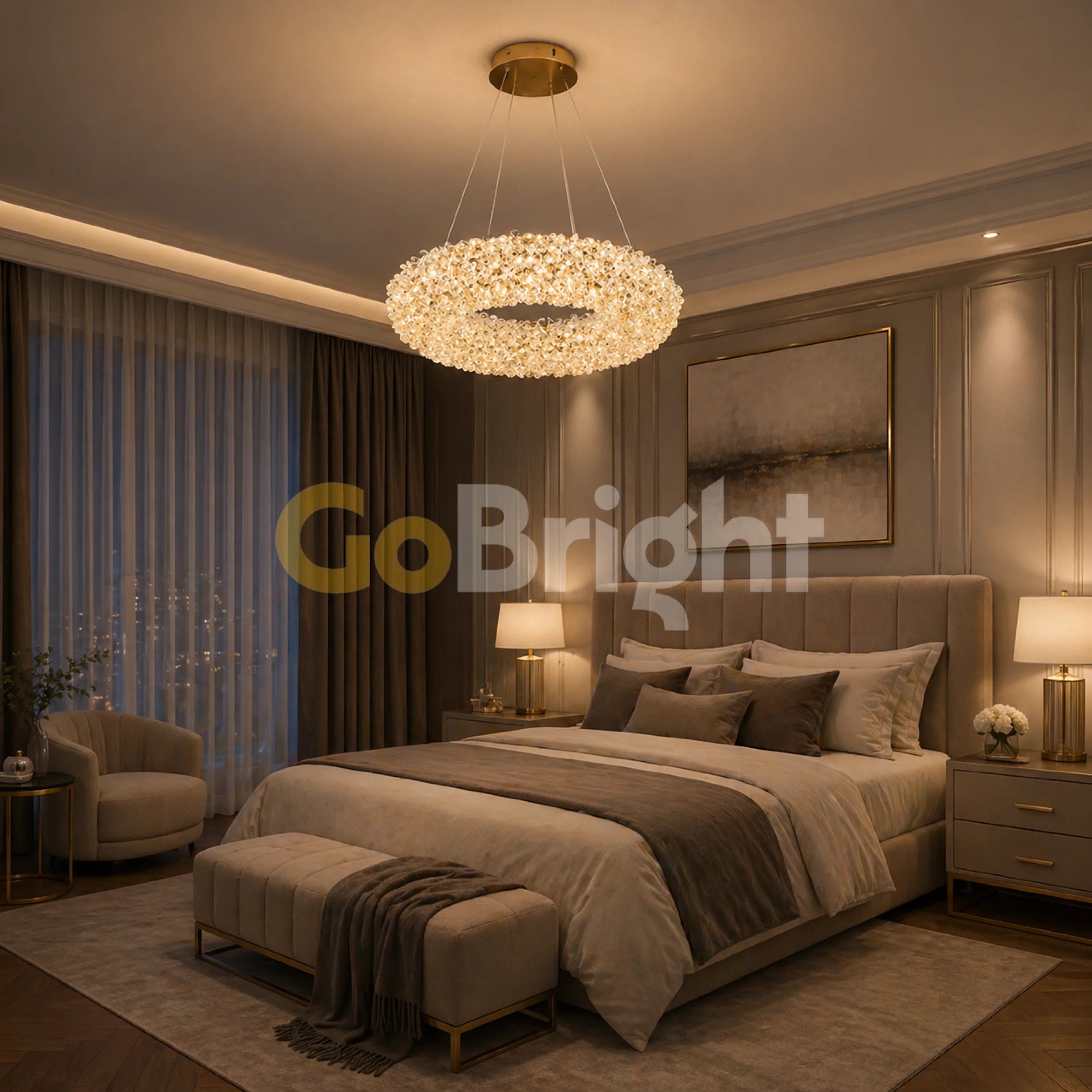 Pendul LED 40cm 40W Glow 3 Tipuri de Lumini Auriu