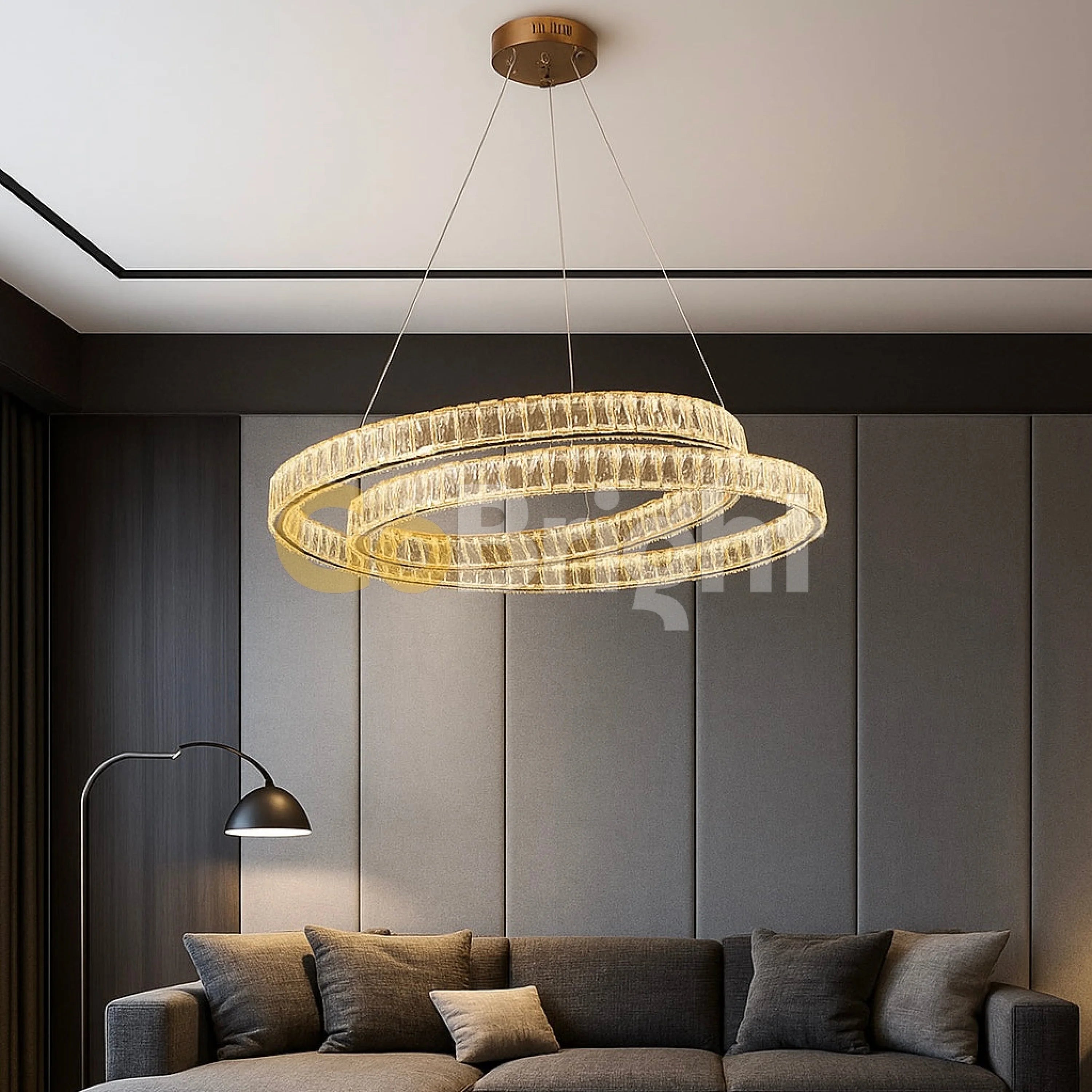 Pendul LED 60cm 100W cu Telecomanda Glo 3 Tipuri de Lumini Auriu