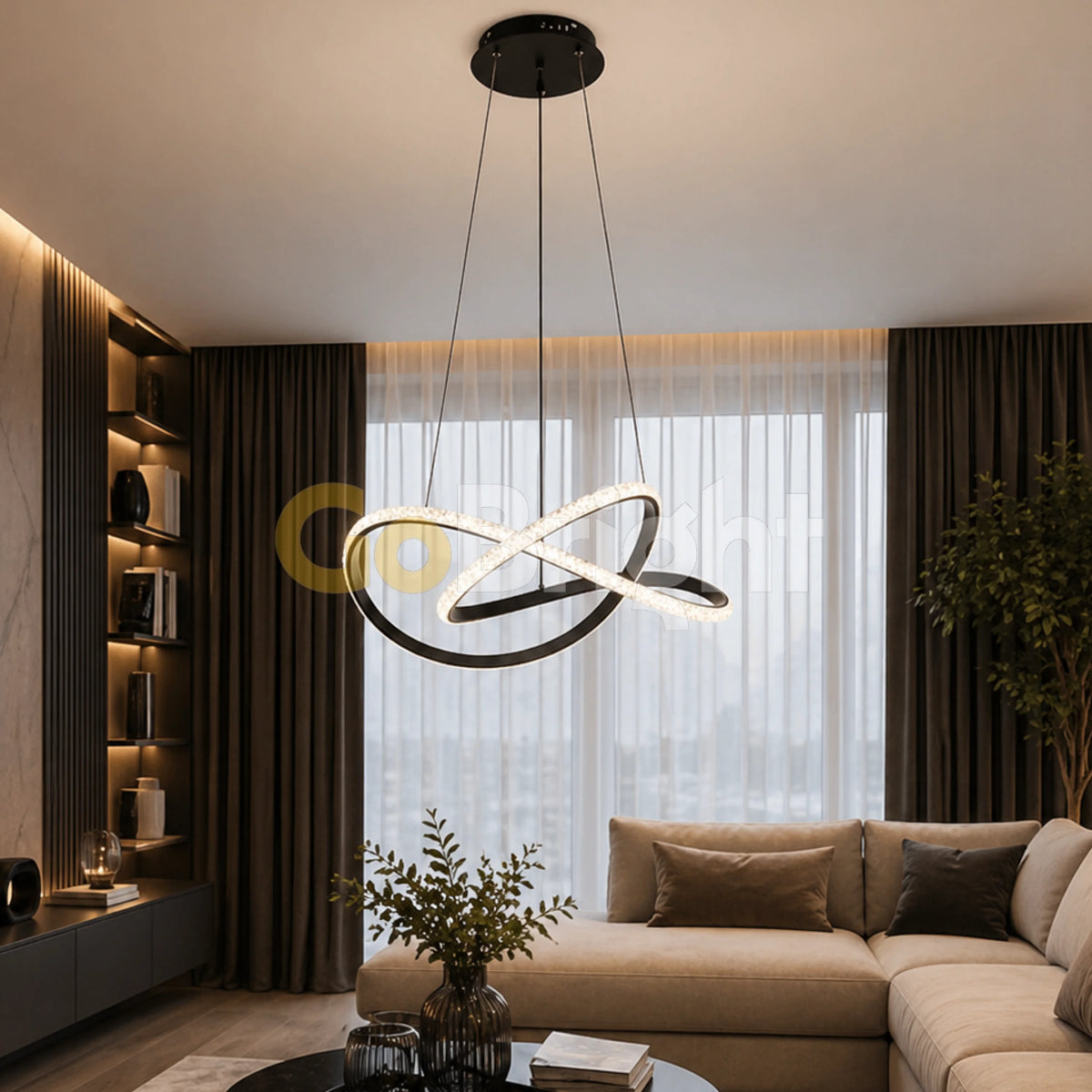 Pendul LED 60cm 104W cu Telecomanda Trinity 3 Tipuri de Lumini Negru