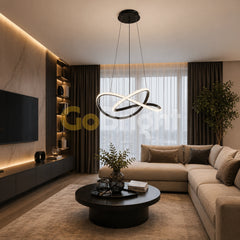 Pendul LED 60cm 104W cu Telecomanda Trinity 3 Tipuri de Lumini Negru