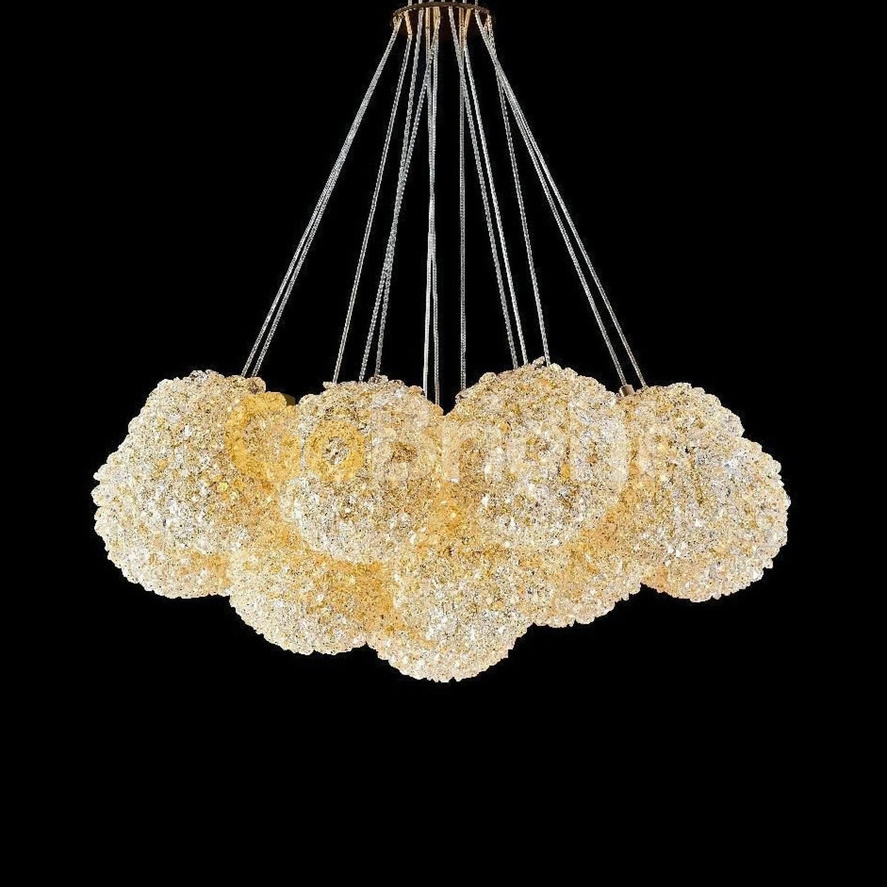 Pendul LED 7 Bile Cristale Glow Auriu