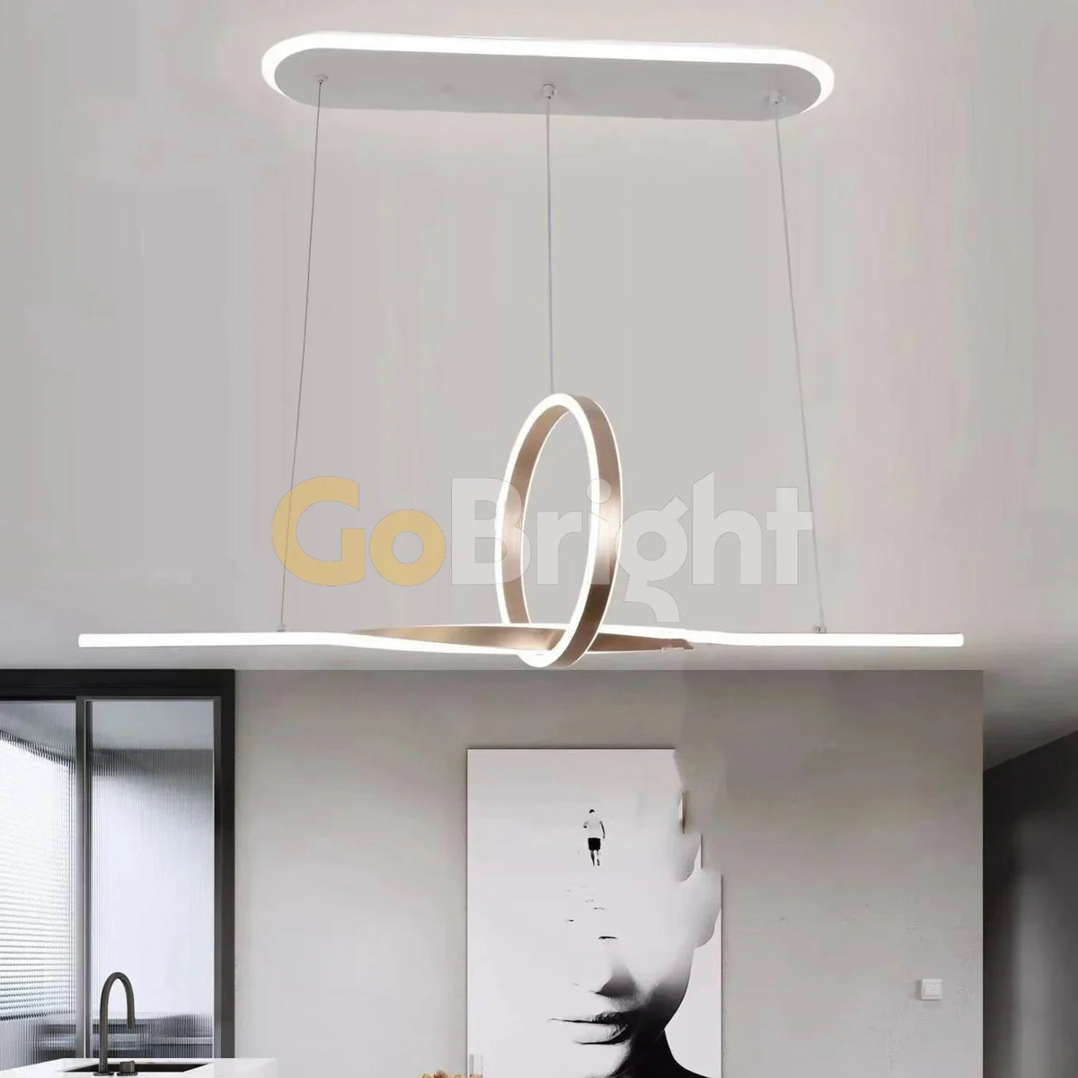 Pendul LED 80cm 100W cu Telecomanda Trinity 3 Tipuri de Lumini Gri