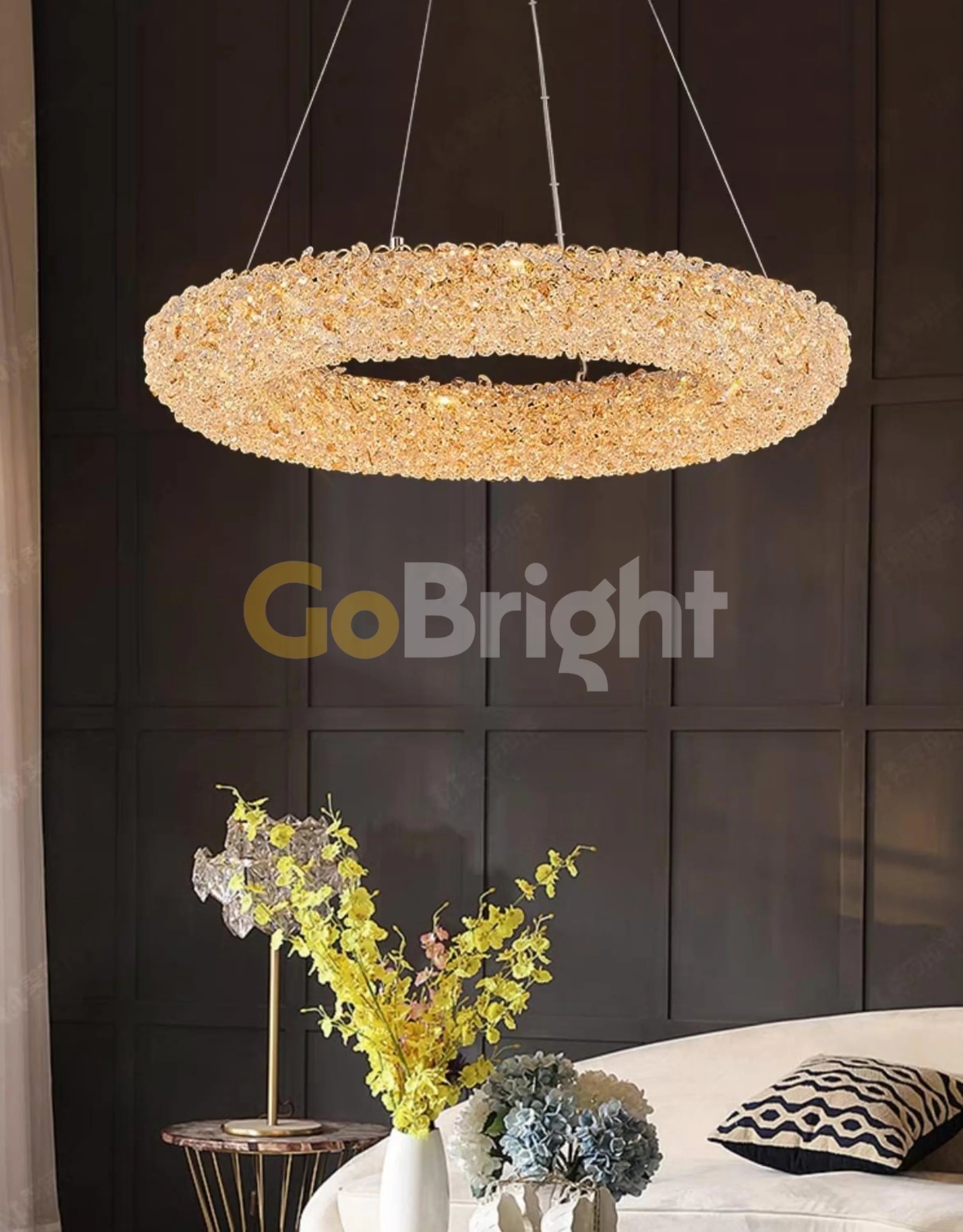 Pendul LED 60cm 80W Glow 3 Tipuri de Lumini Auriu