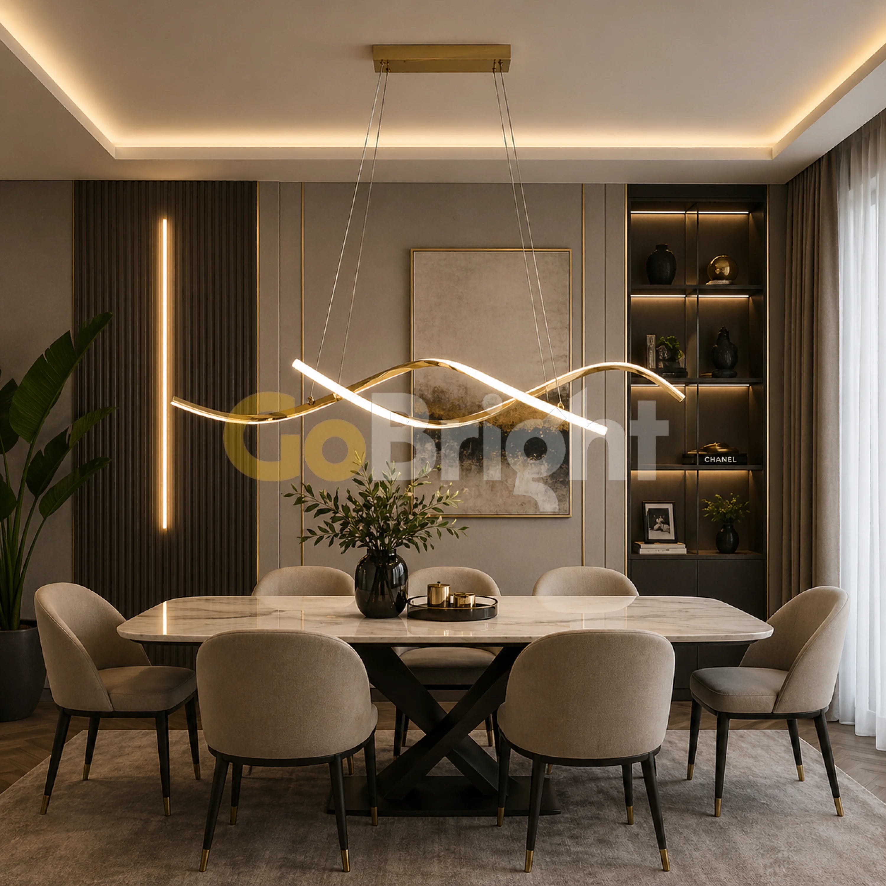 Pendul LED 80cm 76W cu Telecomanda Trinity 3 Tipuri de Lumini Auriu