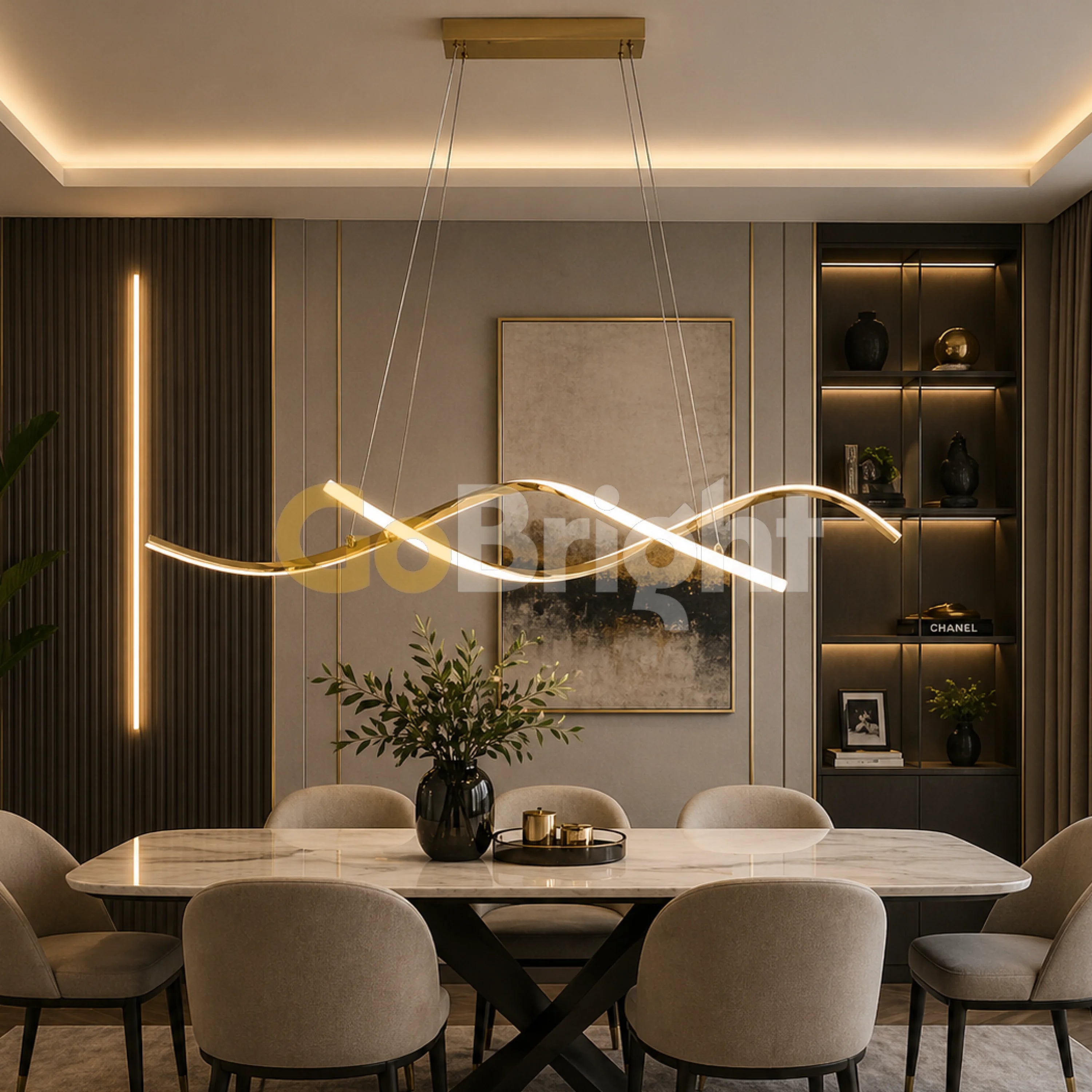 Pendul LED 80cm 76W cu Telecomanda Trinity 3 Tipuri de Lumini Auriu