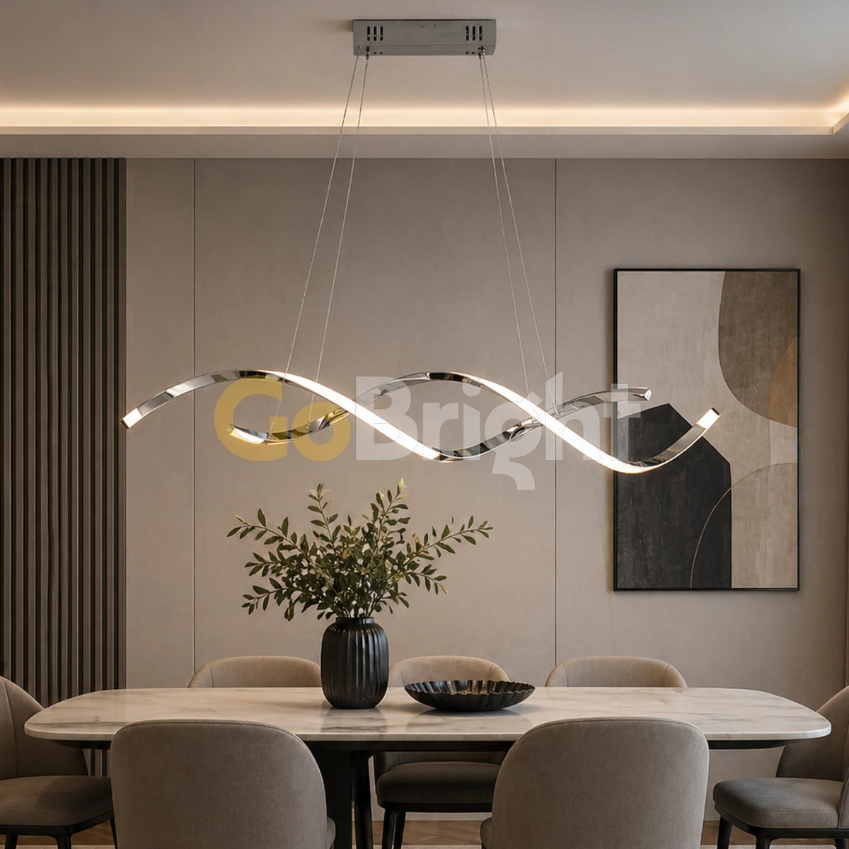 Pendul LED 80cm 76W cu Telecomanda Trinity 3 Tipuri de Lumini Crom