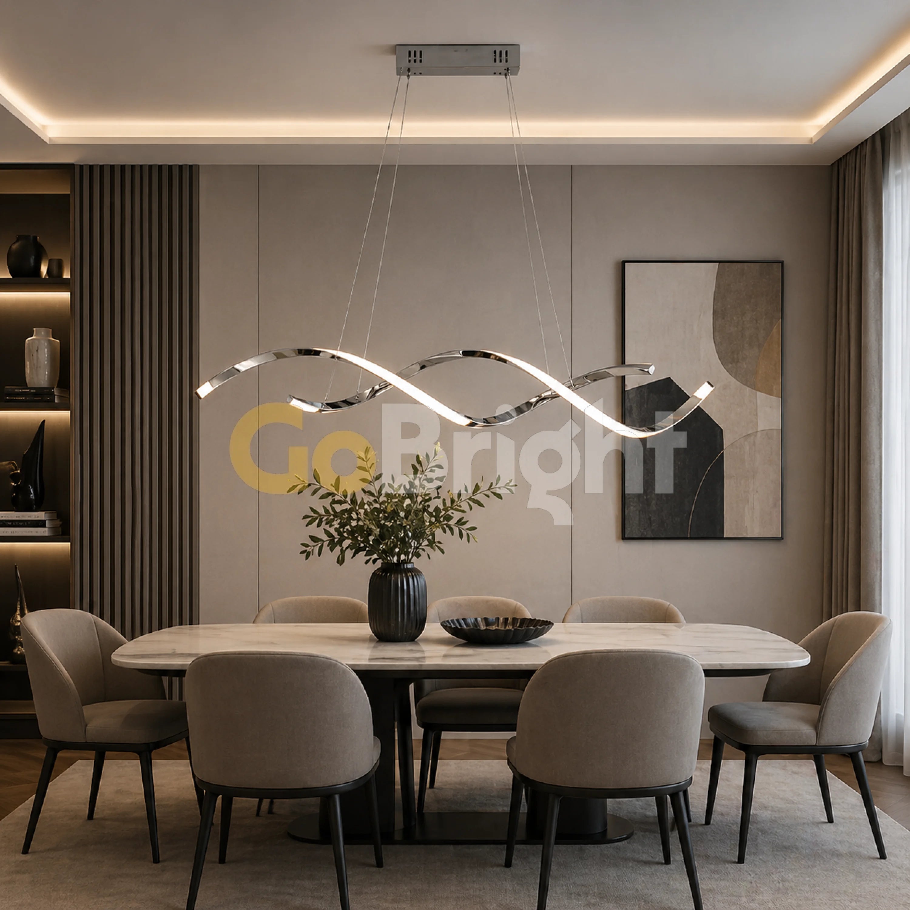 Pendul LED 80cm 76W cu Telecomanda Trinity 3 Tipuri de Lumini Crom
