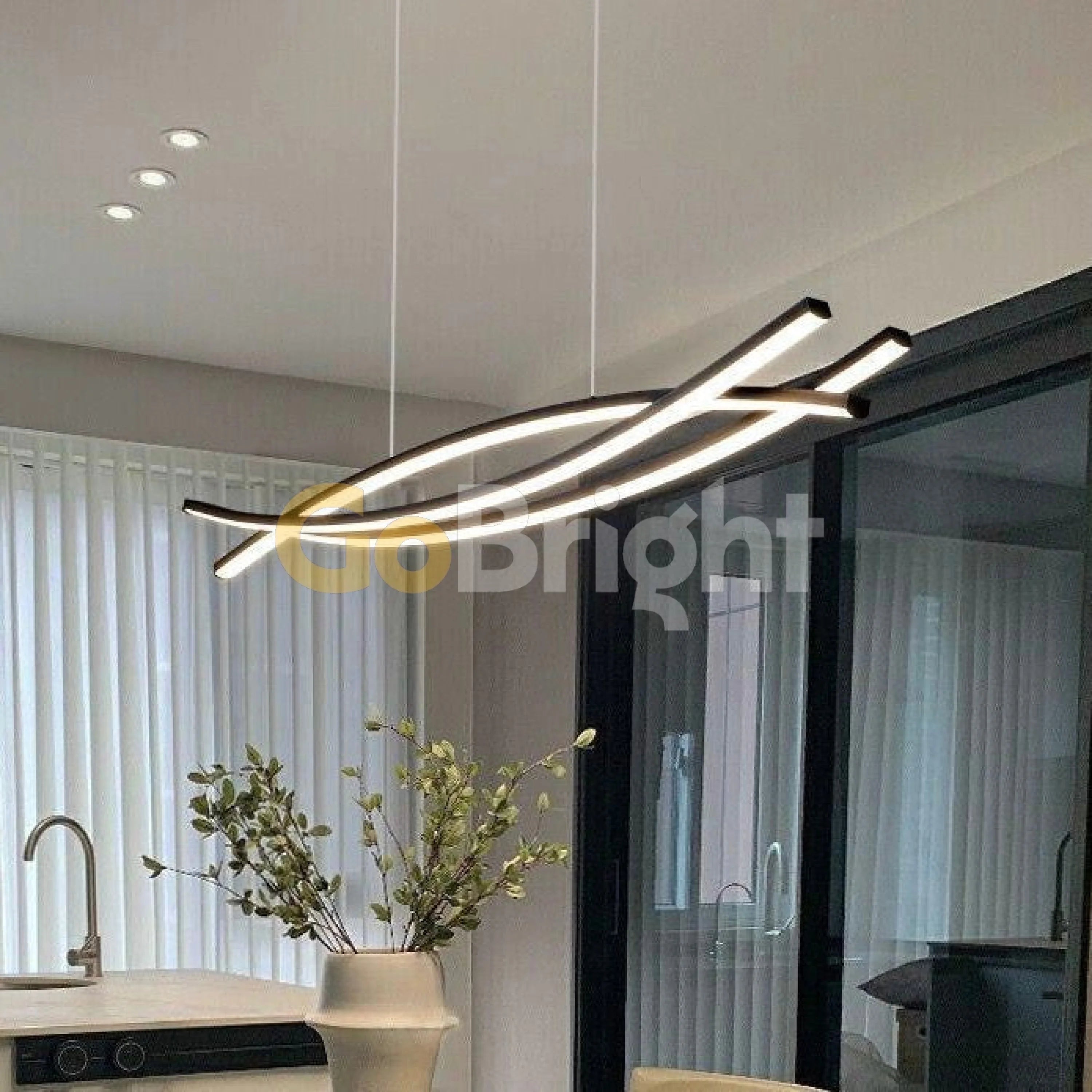 Pendul LED 80W 120cm cu Telecomanda Urban 3 Tipuri de Lumini Negru