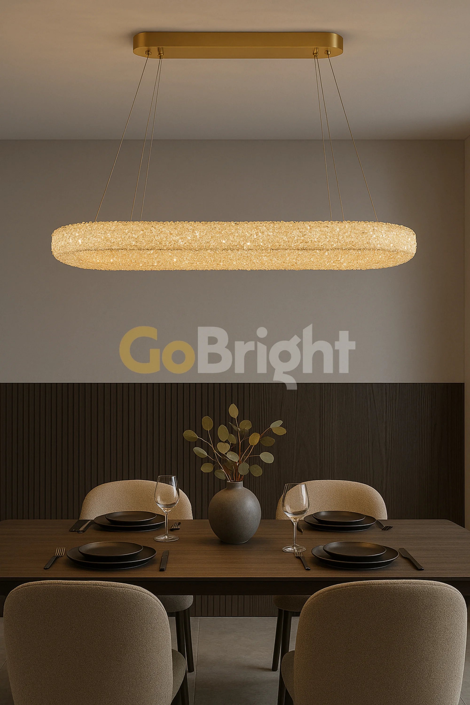 Pendul LED 90x30cm 75W cu Telecomanda Glow 3 Tipuri de Lumini Auriu