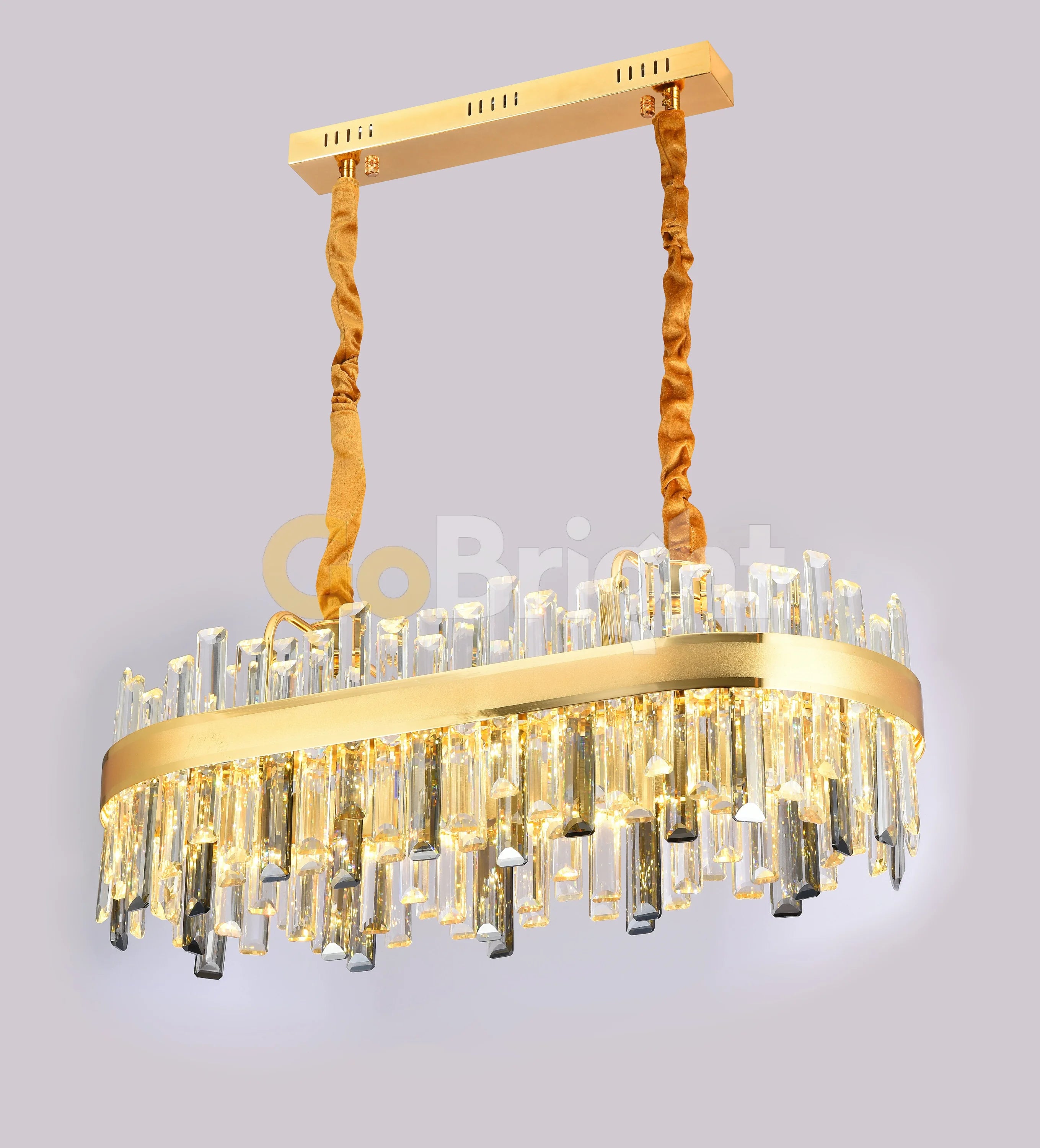 Pendul LED Cristal 80x30cm 140W cu Telecomanda 3 Tipuri de Lumini Auriu