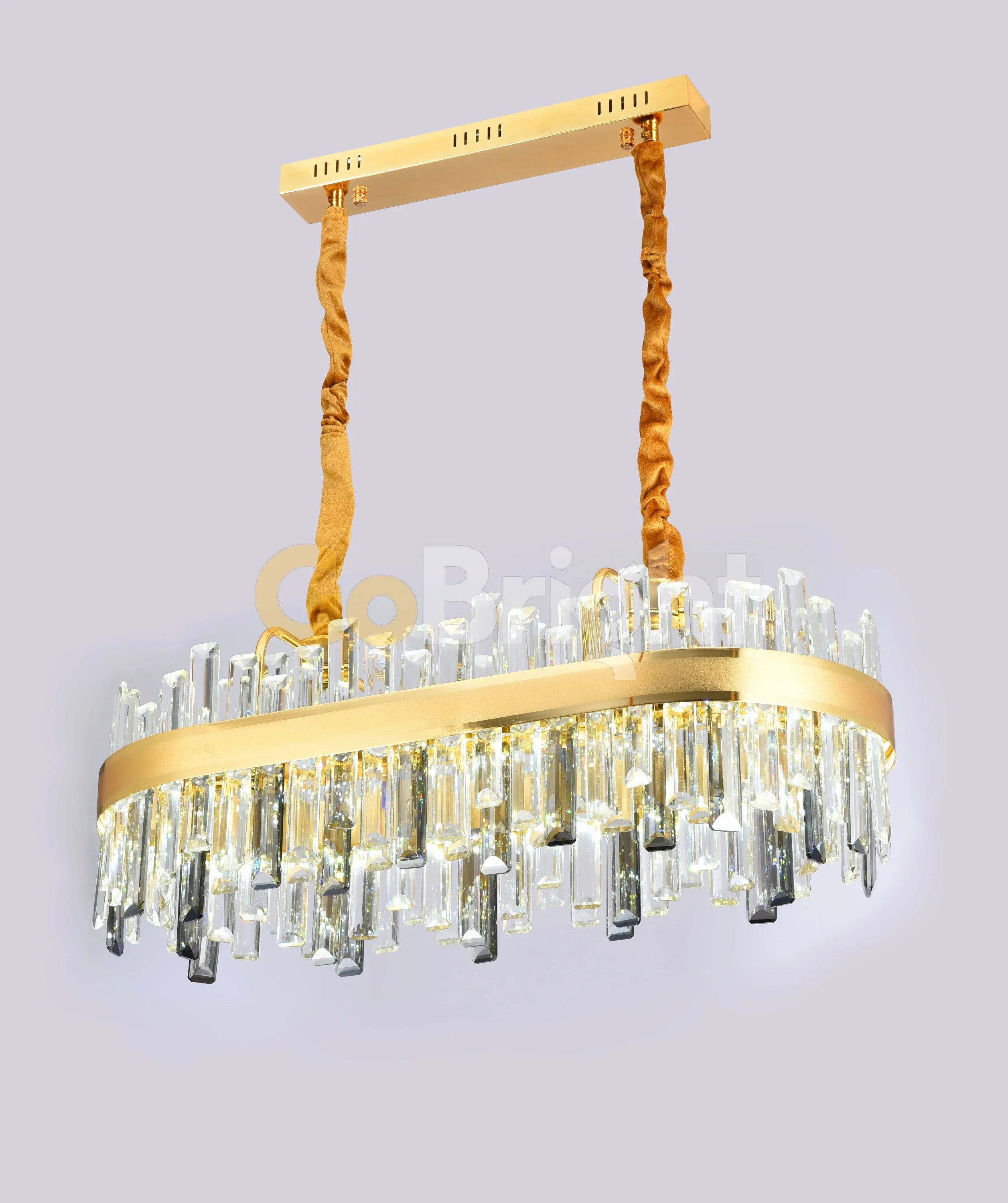 Pendul LED Cristal 80x30cm 140W cu Telecomanda 3 Tipuri de Lumini Auriu