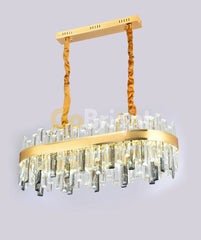 Pendul LED Cristal 80x30cm 140W cu Telecomanda 3 Tipuri de Lumini Auriu