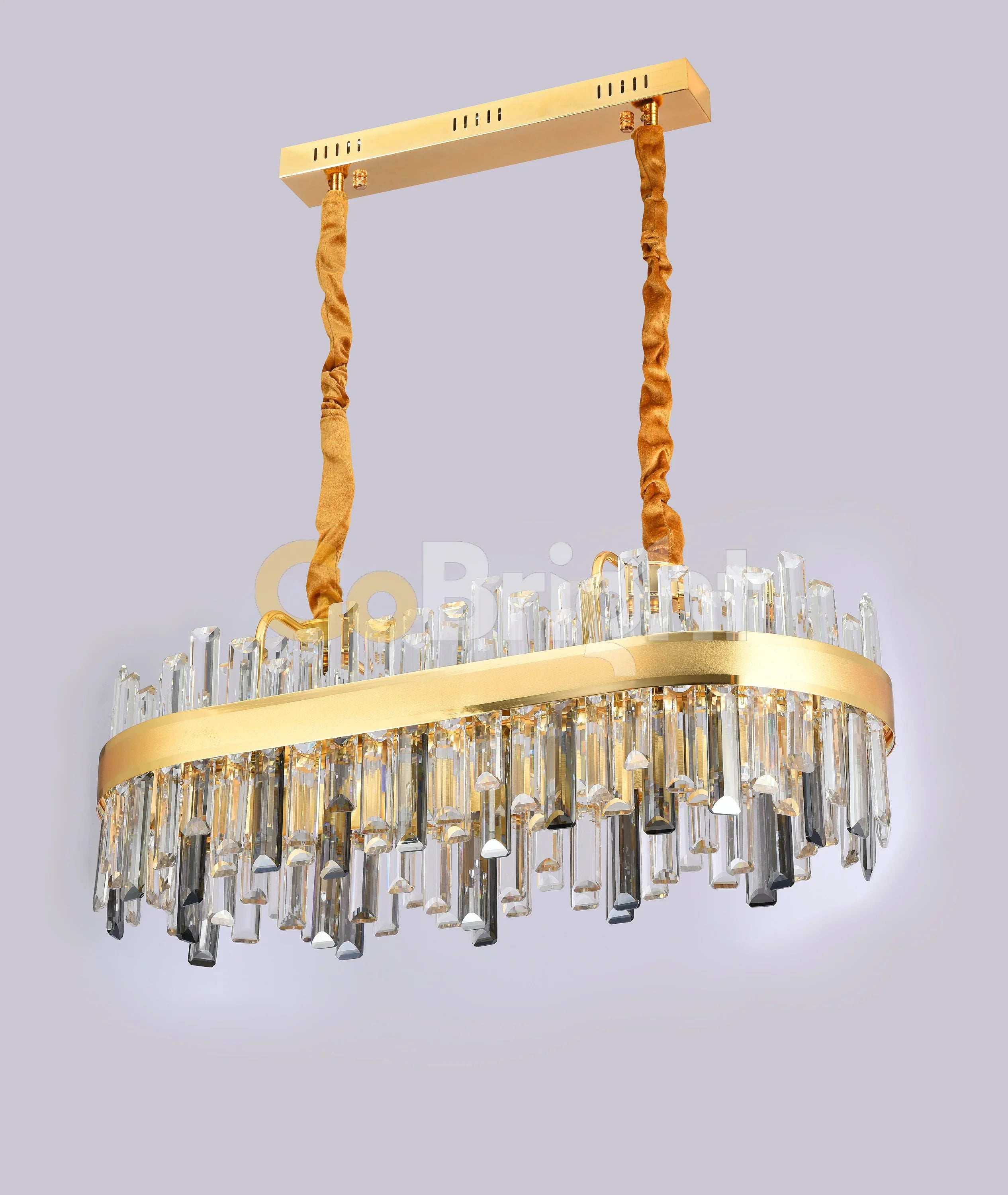 Pendul LED Cristal 80x30cm 140W cu Telecomanda 3 Tipuri de Lumini Auriu