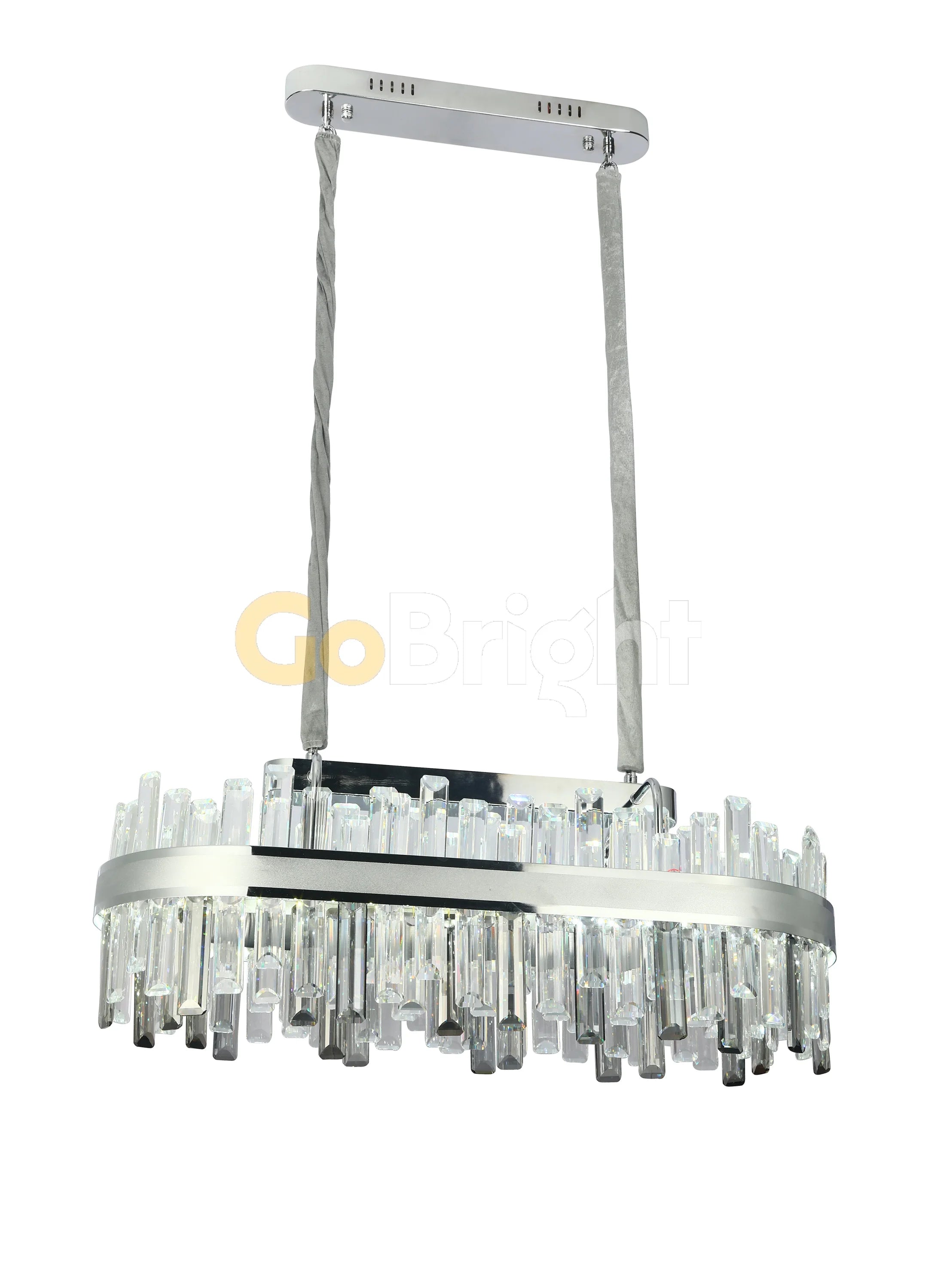 Pendul LED Cristal80x30cm 140W cu Telecomanda 3 Tipuri de Lumini Argintiu