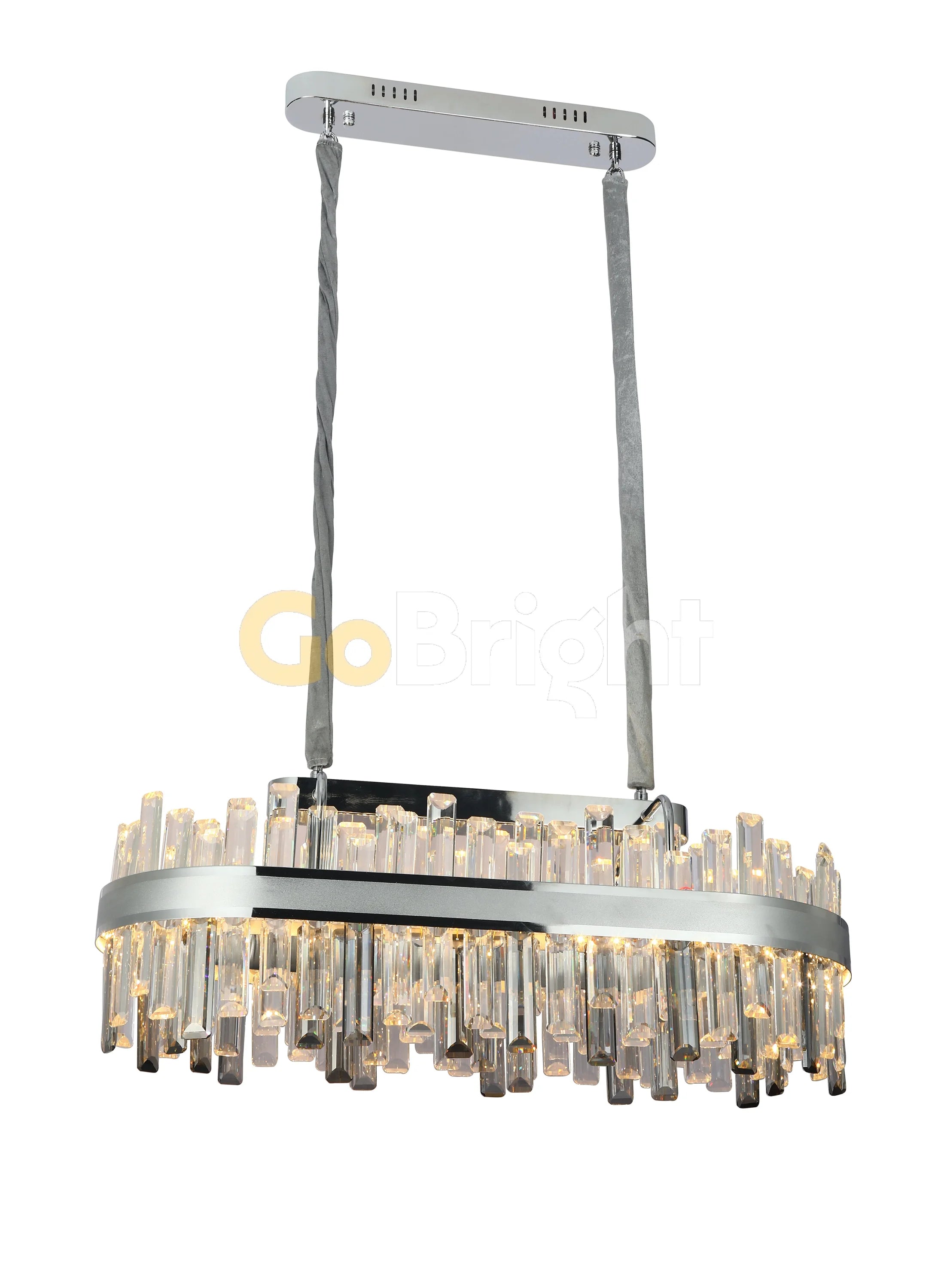 Pendul LED Cristal80x30cm 140W cu Telecomanda 3 Tipuri de Lumini Argintiu