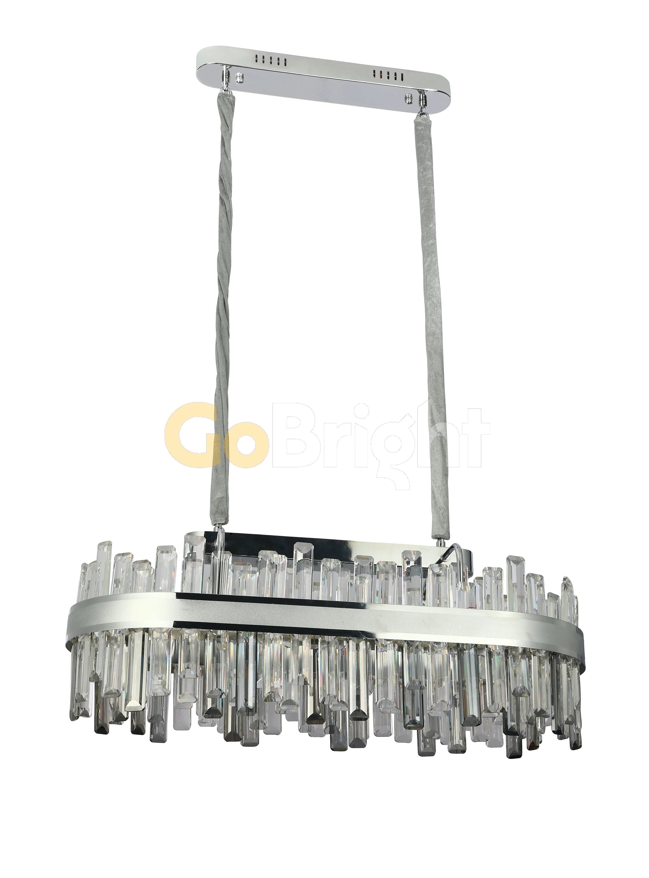 Pendul LED Cristal80x30cm 140W cu Telecomanda 3 Tipuri de Lumini Argintiu
