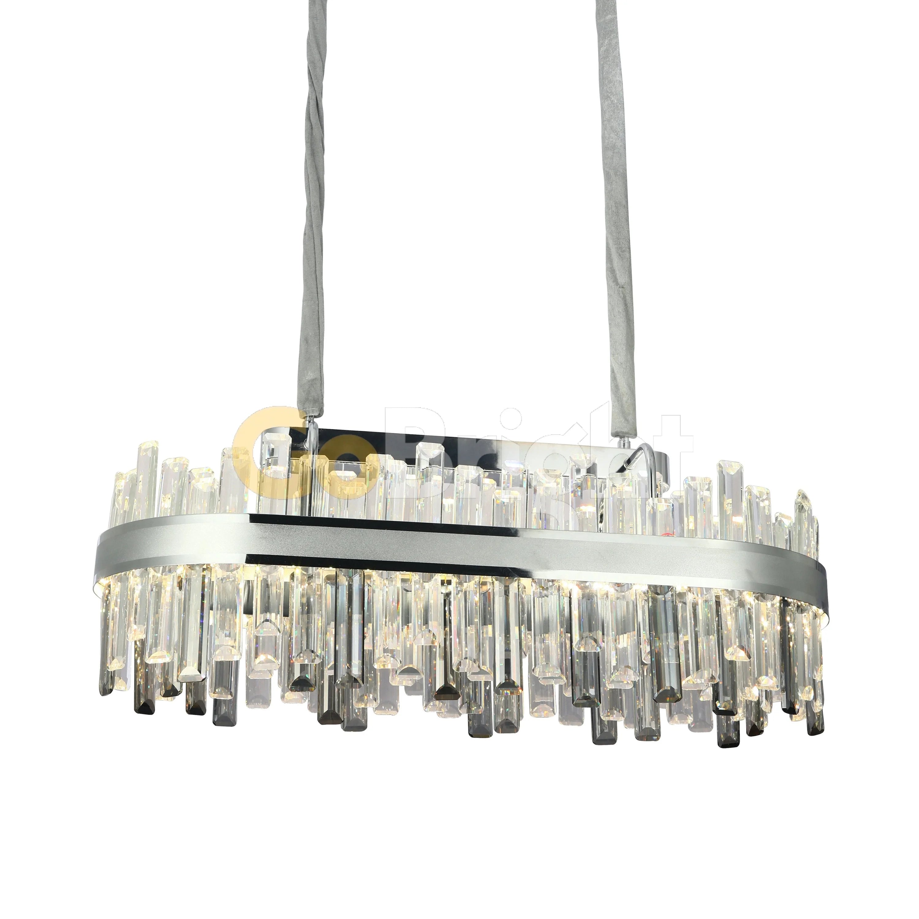 Pendul LED Cristal80x30cm 140W cu Telecomanda 3 Tipuri de Lumini Argintiu