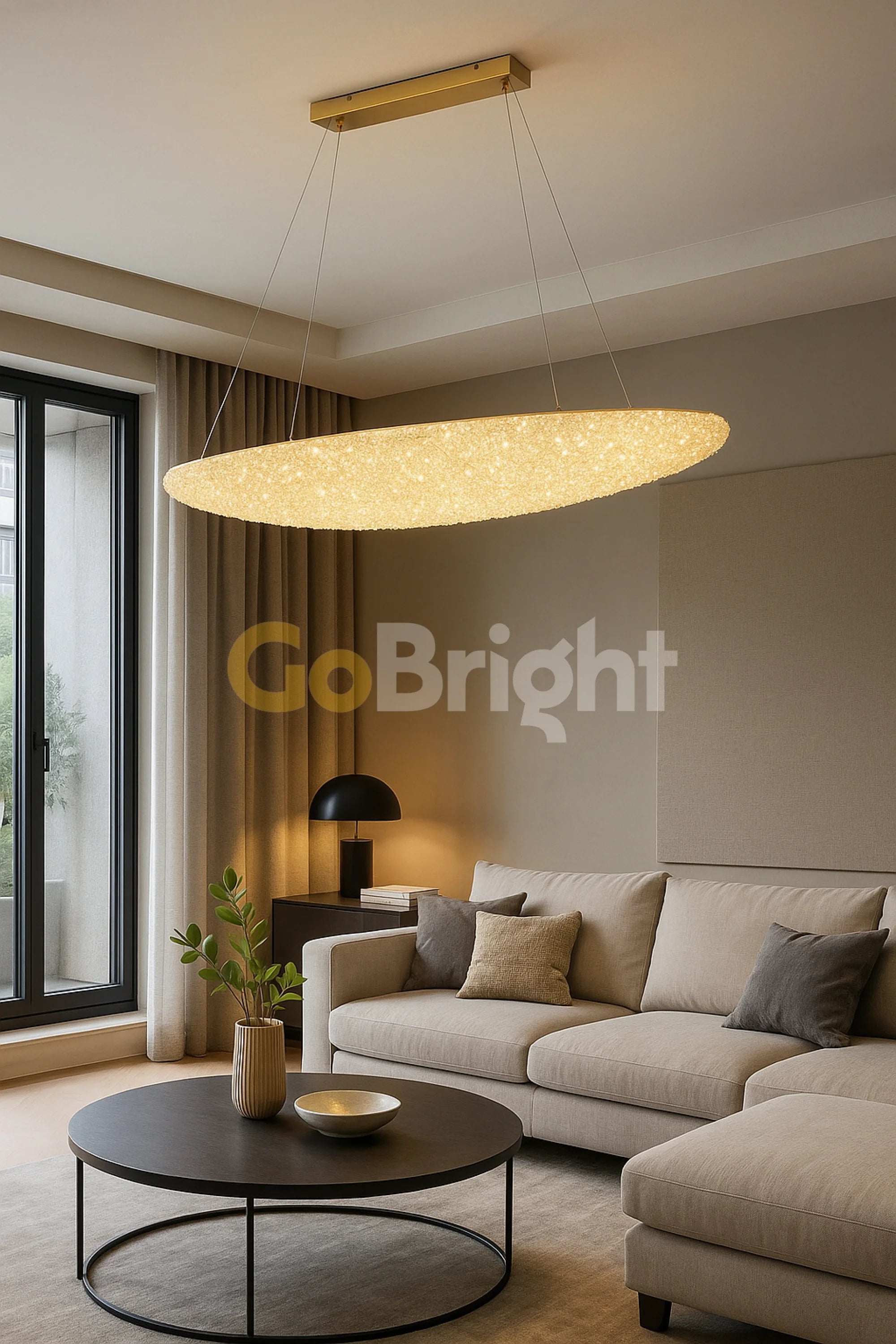 Pendul LED Cristale 100W cu Telecomanda Glow 3 Tipuri de Lumini Auriu