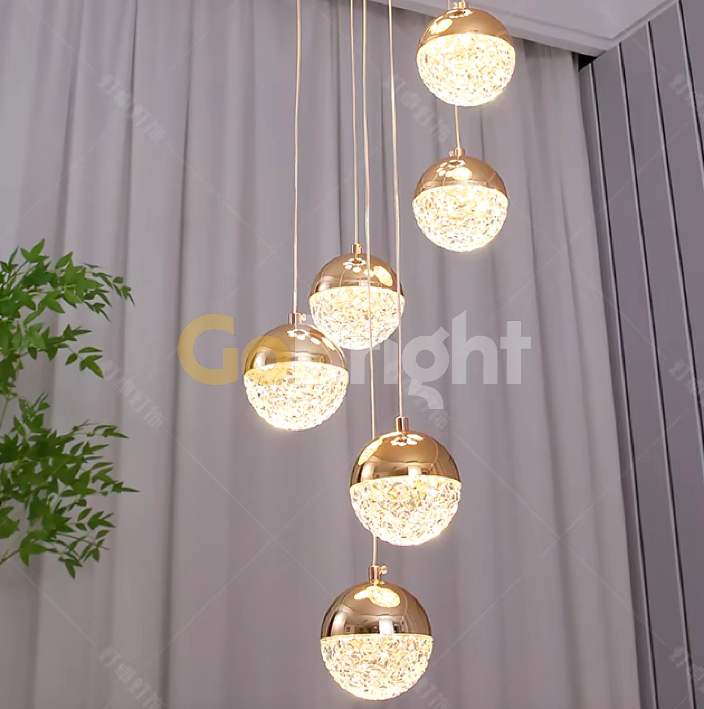 Pendul LED Diametru 30cm 120W cu Telecomanda Crystal 3 Tipuri de Lumini Auriu