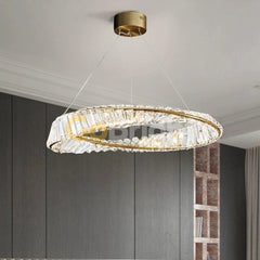 Pendul LED Diametru 40cm 48W Cristal cu Telecomanda Crystal 3 Tipuri de Lumini Auriu