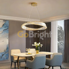 Pendul LED Diametru 40cm 48W Cristal cu Telecomanda Crystal 3 Tipuri de Lumini Auriu