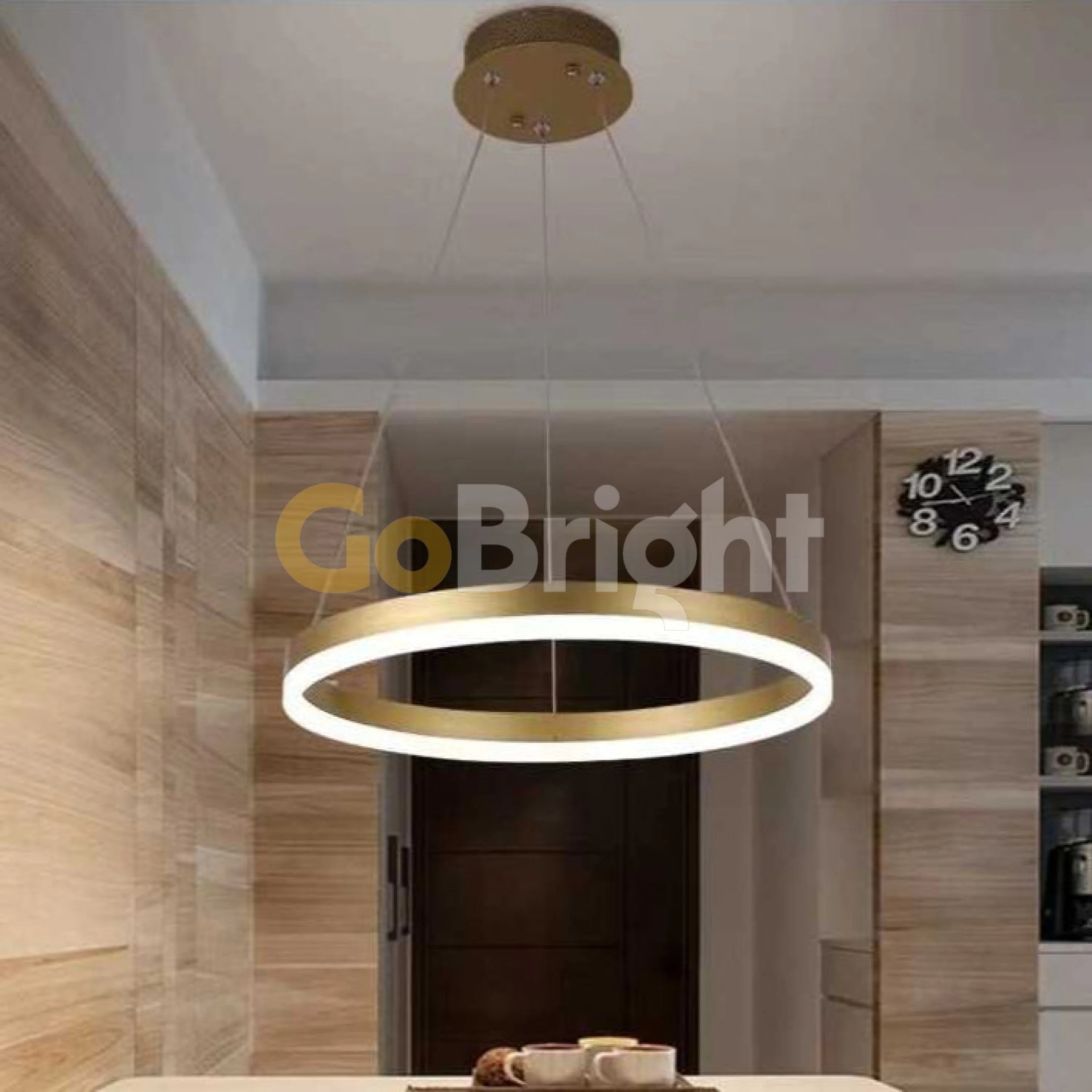 Pendul LED Diametru 40cm 50W cu Telecomanda Raven 3 Tipuri de Lumini Auriu