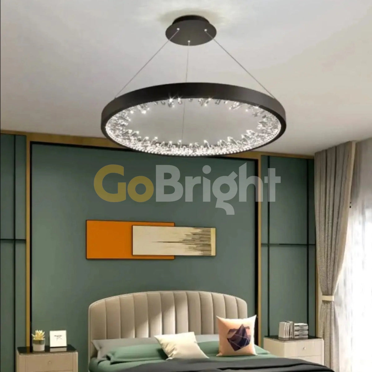 Pendul LED Diametru 40cm 50W cu Telecomanda Trinity 3 Tipuri de Lumini Negru