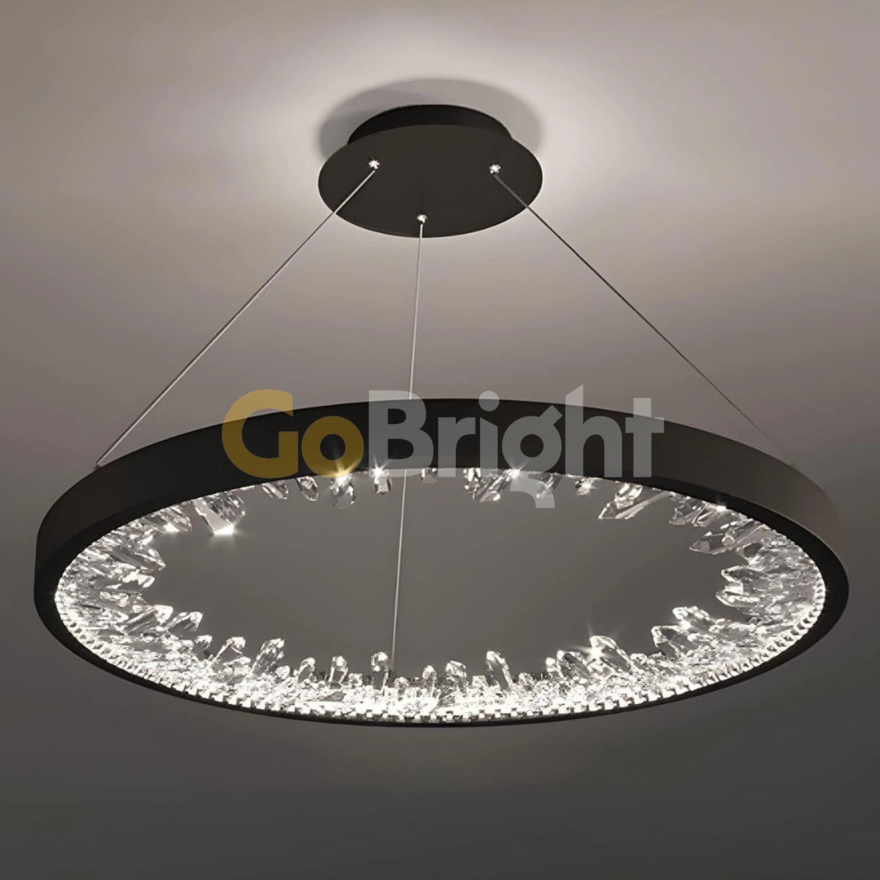 Pendul LED Diametru 40cm 50W cu Telecomanda Trinity 3 Tipuri de Lumini Negru