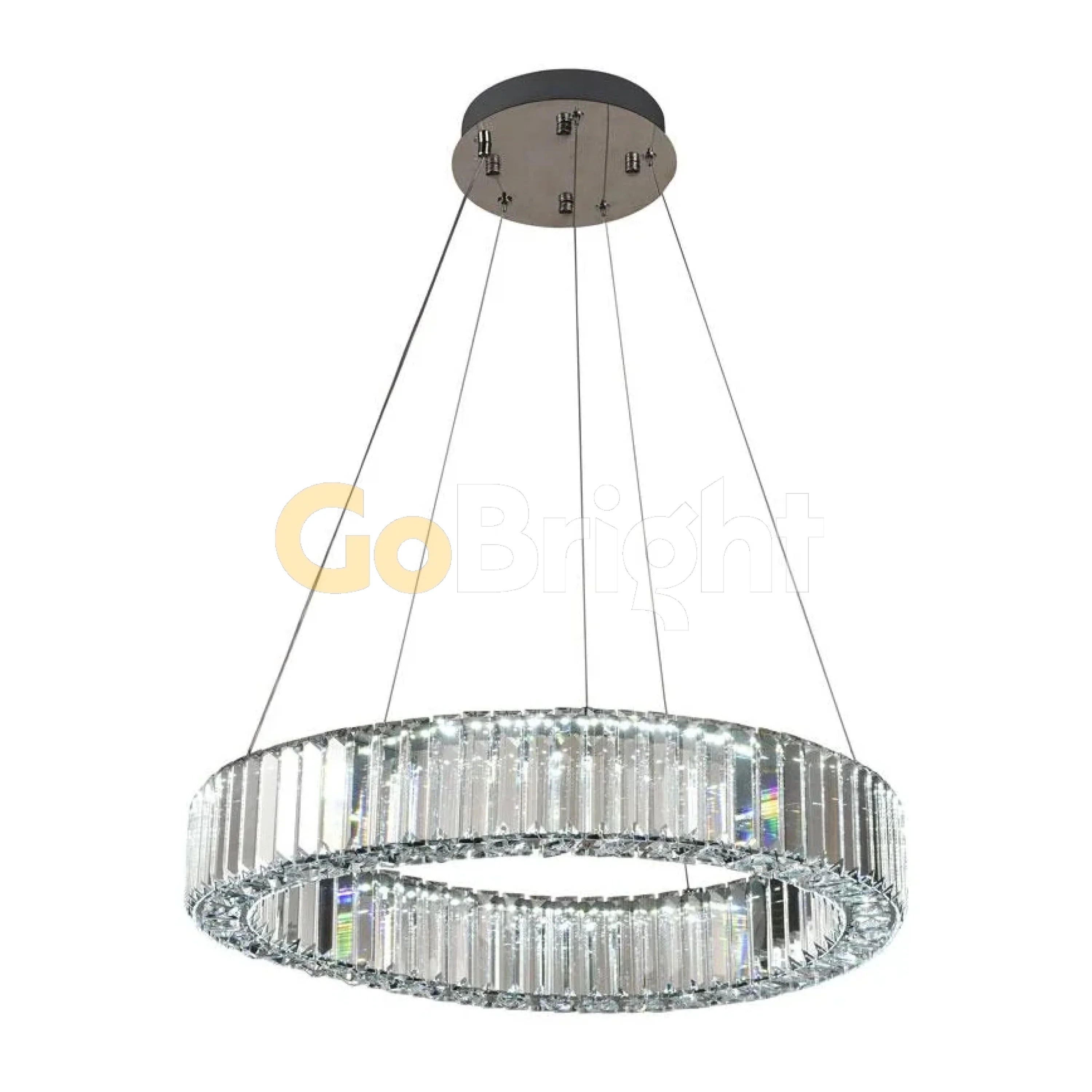 Pendul LED Diametru 40cm 64W Cristal cu Telecomanda Crystal 3 Tipuri de Lumini Argintiu
