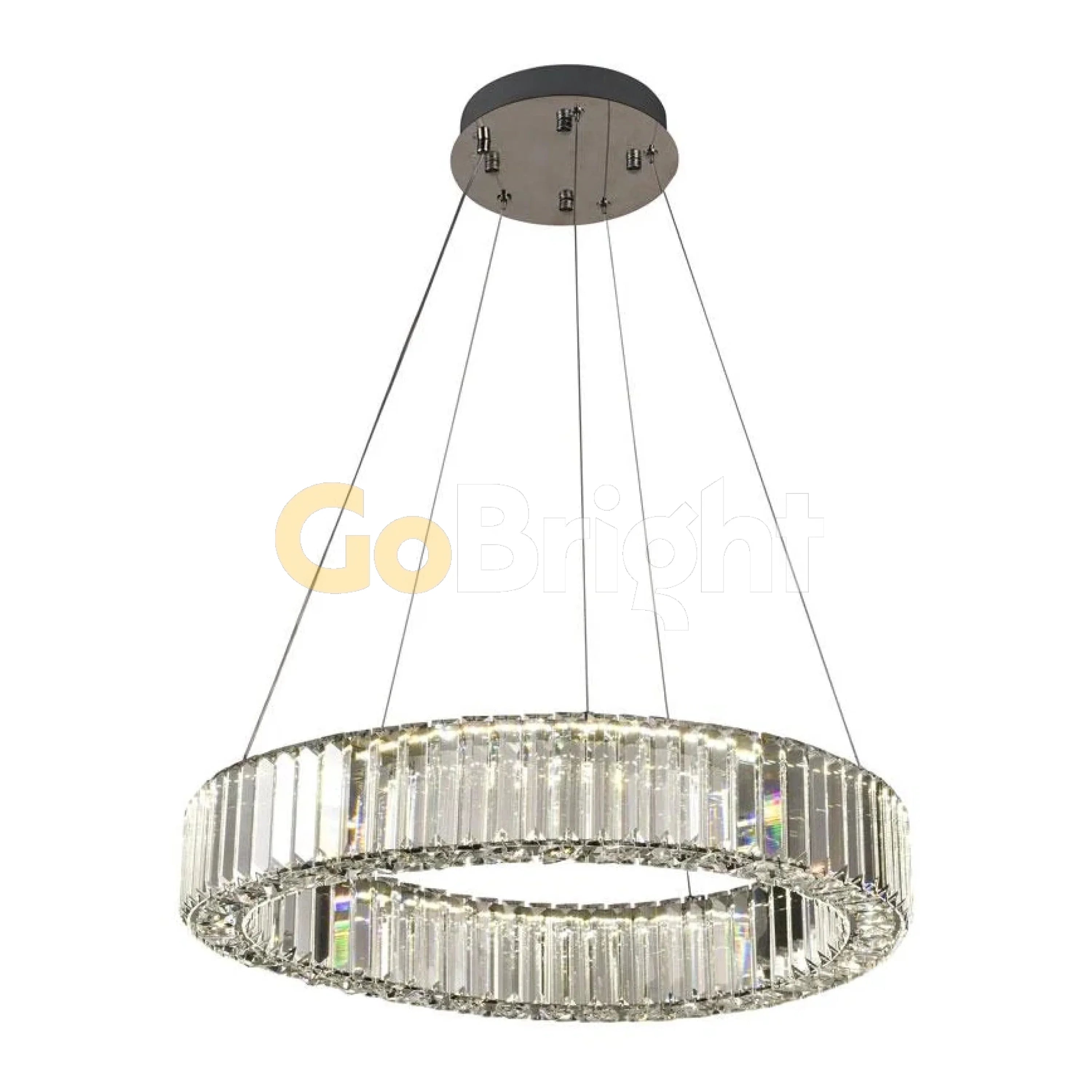 Pendul LED Diametru 40cm 64W Cristal cu Telecomanda Crystal 3 Tipuri de Lumini Argintiu