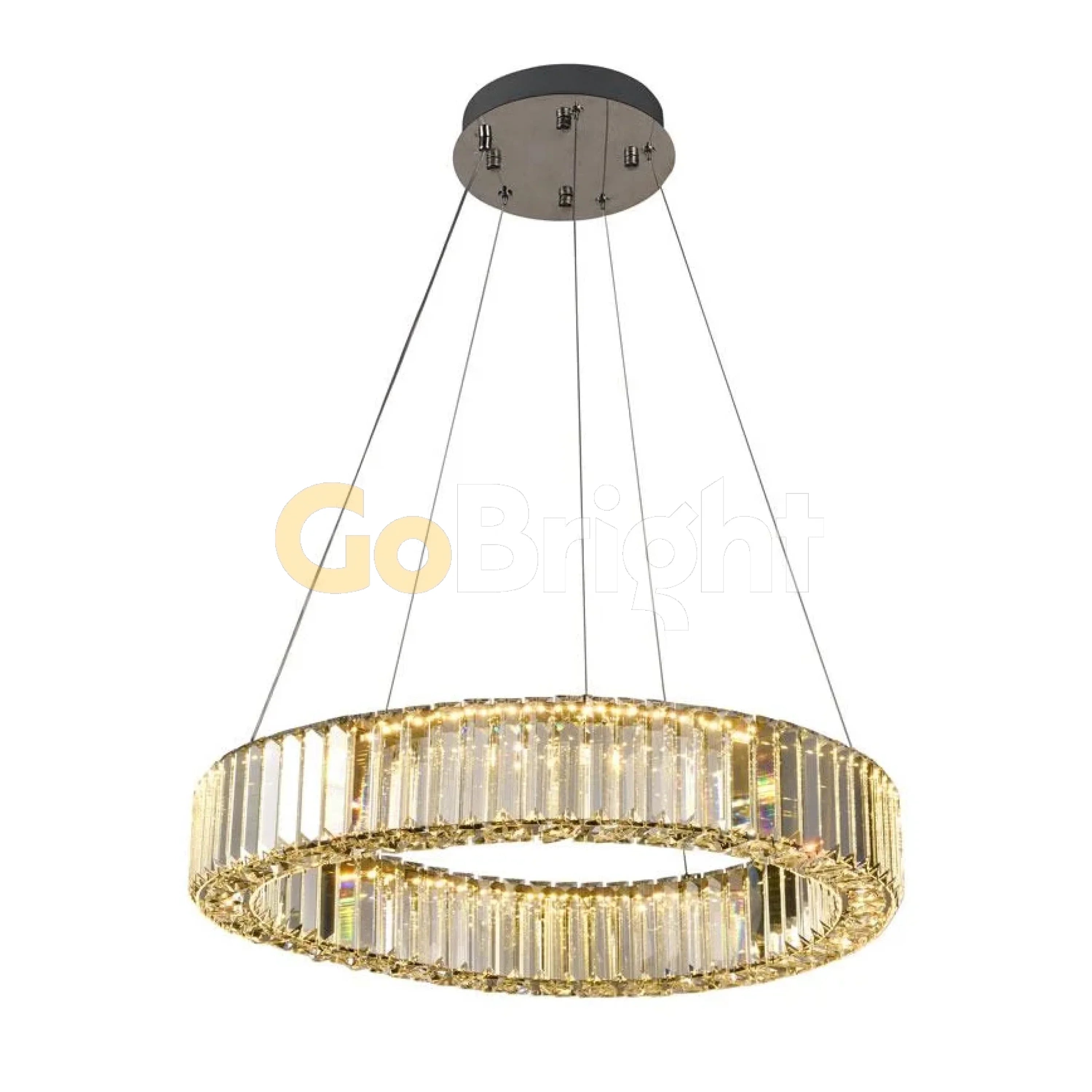 Pendul LED Diametru 40cm 64W Cristal cu Telecomanda Crystal 3 Tipuri de Lumini Argintiu