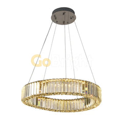 Pendul LED Diametru 40cm 64W Cristal cu Telecomanda Crystal 3 Tipuri de Lumini Argintiu