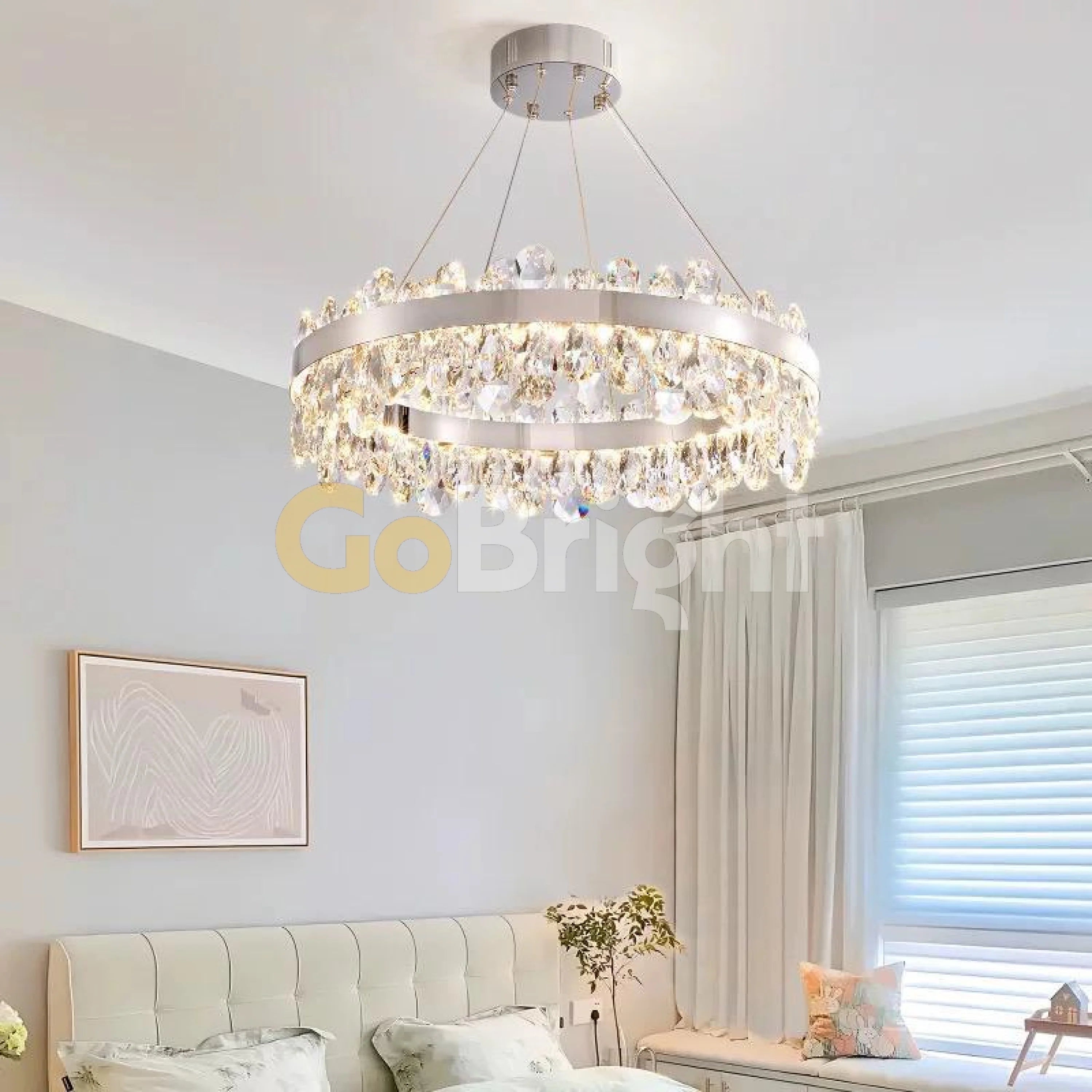 Pendul LED Diametru 40cm 90W Cristal cu Telecomanda Spiral 3 Tipuri de Lumini Argintiu