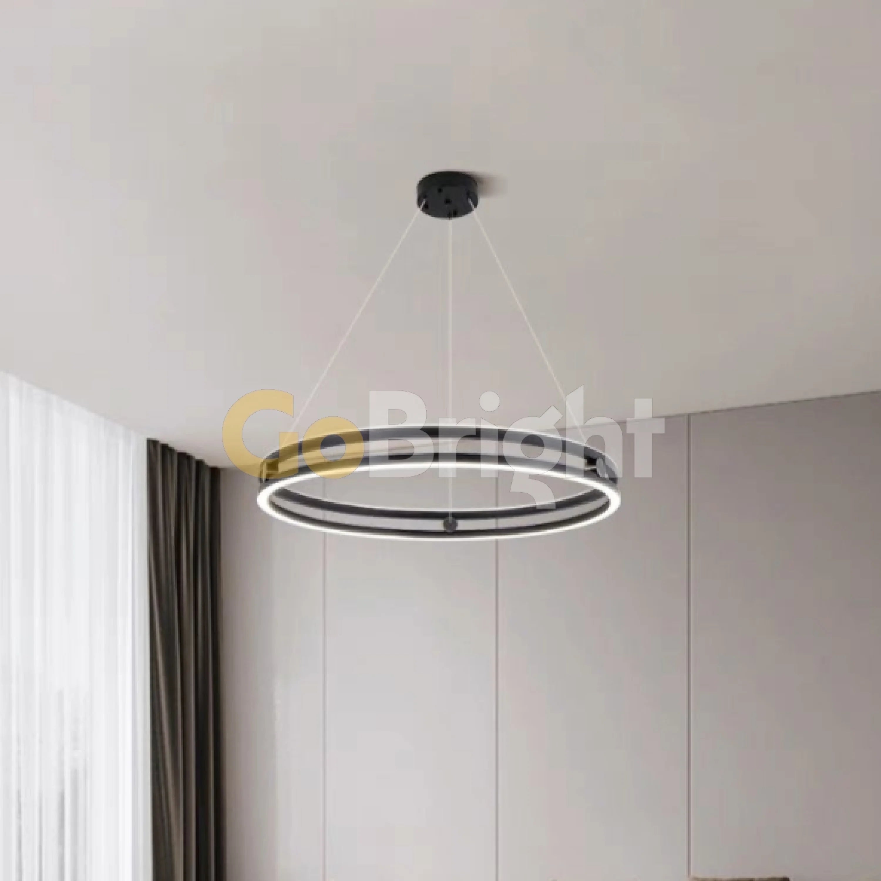Pendul LED Diametru 40cm 92W cu Telecomanda Urban 3 Tipuri de Lumini Negru