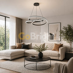 Pendul LED Diametru 50cm 120W cu Telecomanda Trinity 3 Tipuri de Lumini Negru