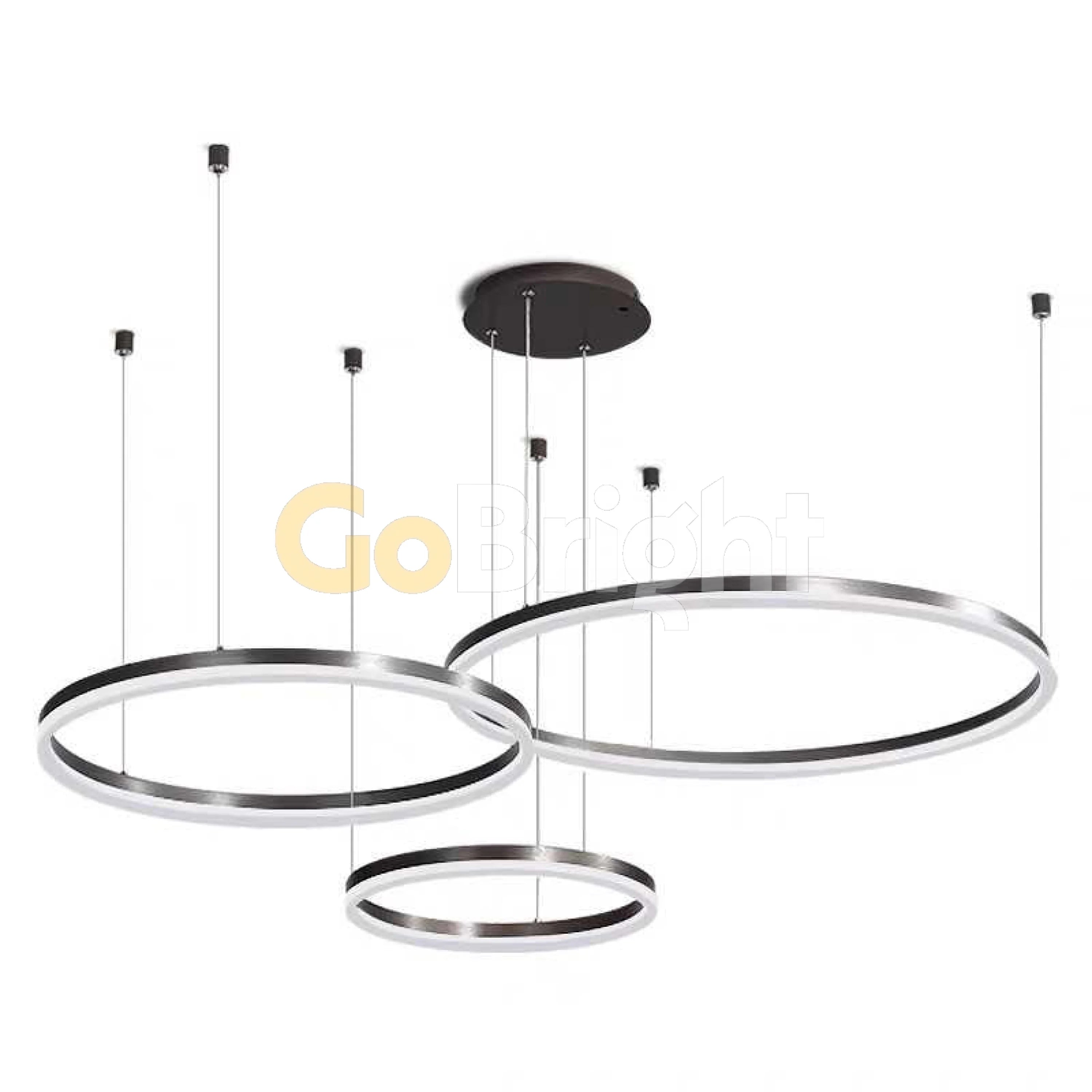 Pendul LED Diametru 60 + 40 + 30cm 160W cu Telecomanda Raven 3 Tipuri de Lumini Negru