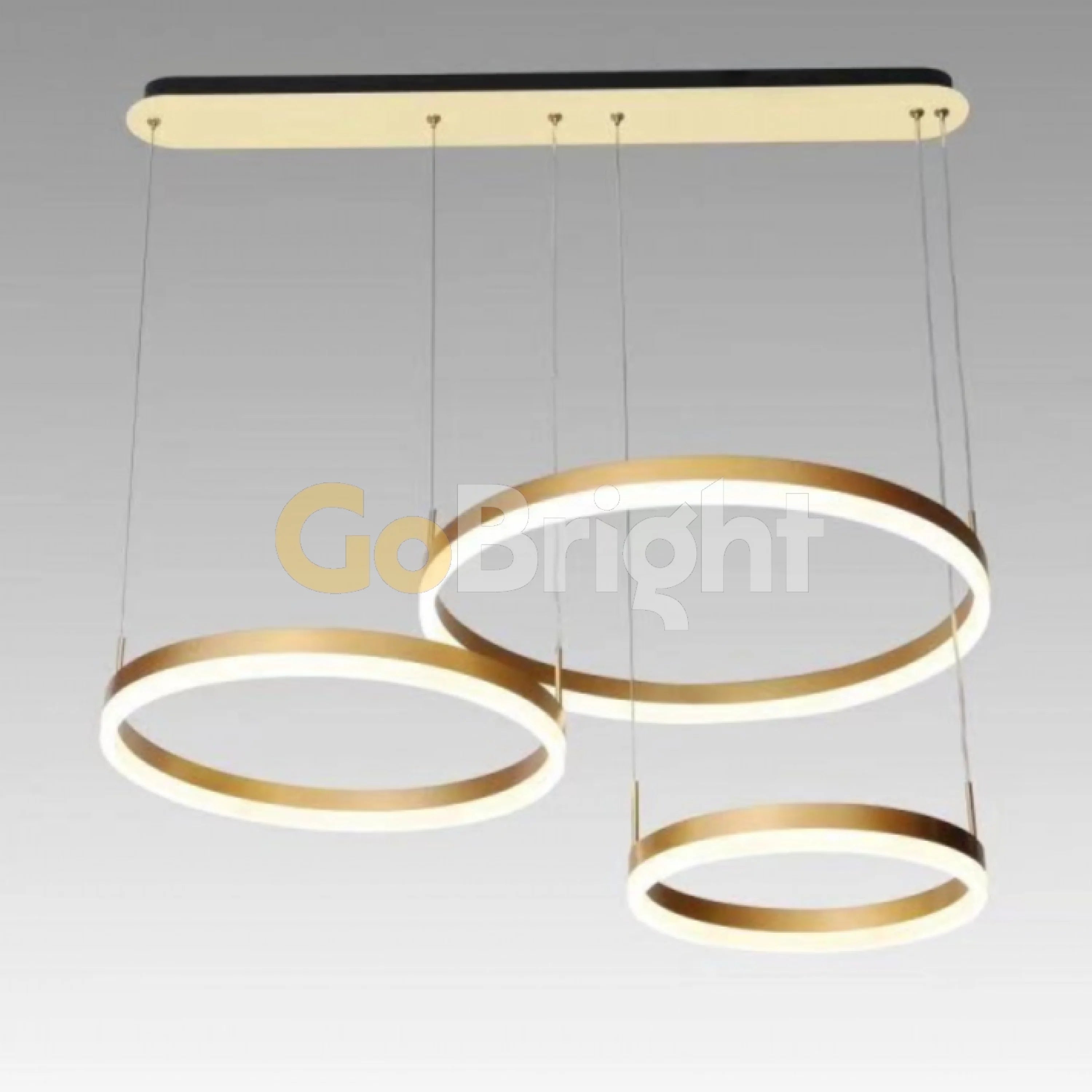 Pendul LED Diametru 60 + 40 + 30cm 160W cu Telecomanda Urban 3 Tipuri de Lumini Auriu