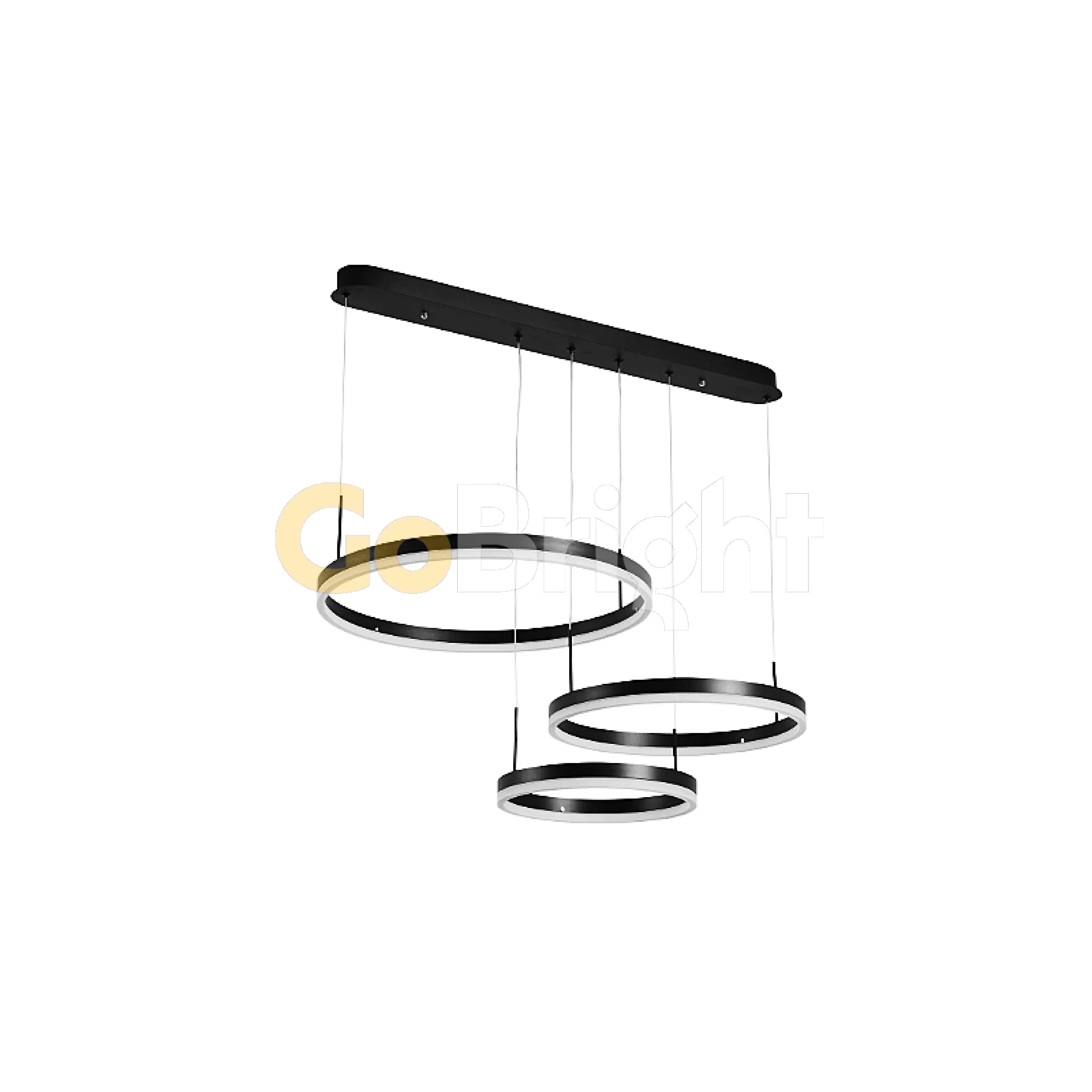 Pendul LED Diametru 60 + 40 + 30cm 160W cu Telecomanda Urban 3 Tipuri de Lumini Negru
