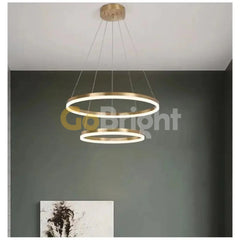 Pendul LED Diametru 60 + 40cm 100W cu Telecomanda Raven 3 Tipuri de Lumini Auriu