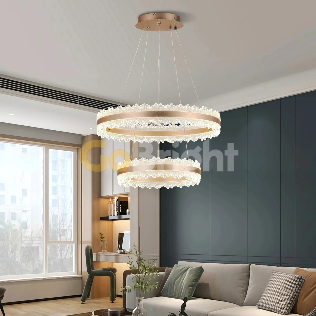 Pendul LED Diametru 60 + 40cm 288W Trinity Telecomanda 3 Tipuri de Lumini Maro